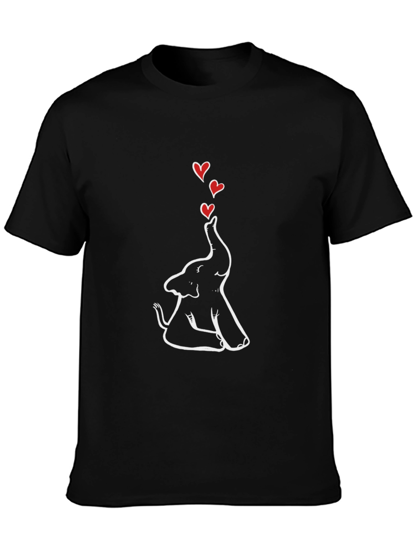 Elephant Love Heart Graphic Tee - Black