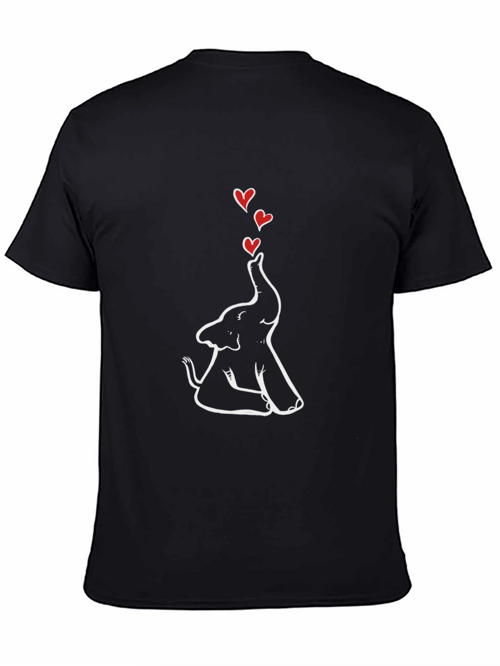Elephant Love Heart Graphic Tee - Black