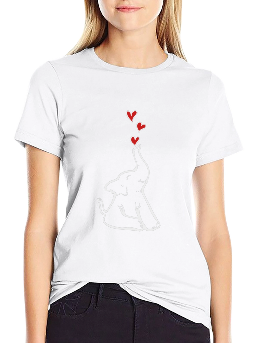 Elephant Love Heart Graphic Tee - Black