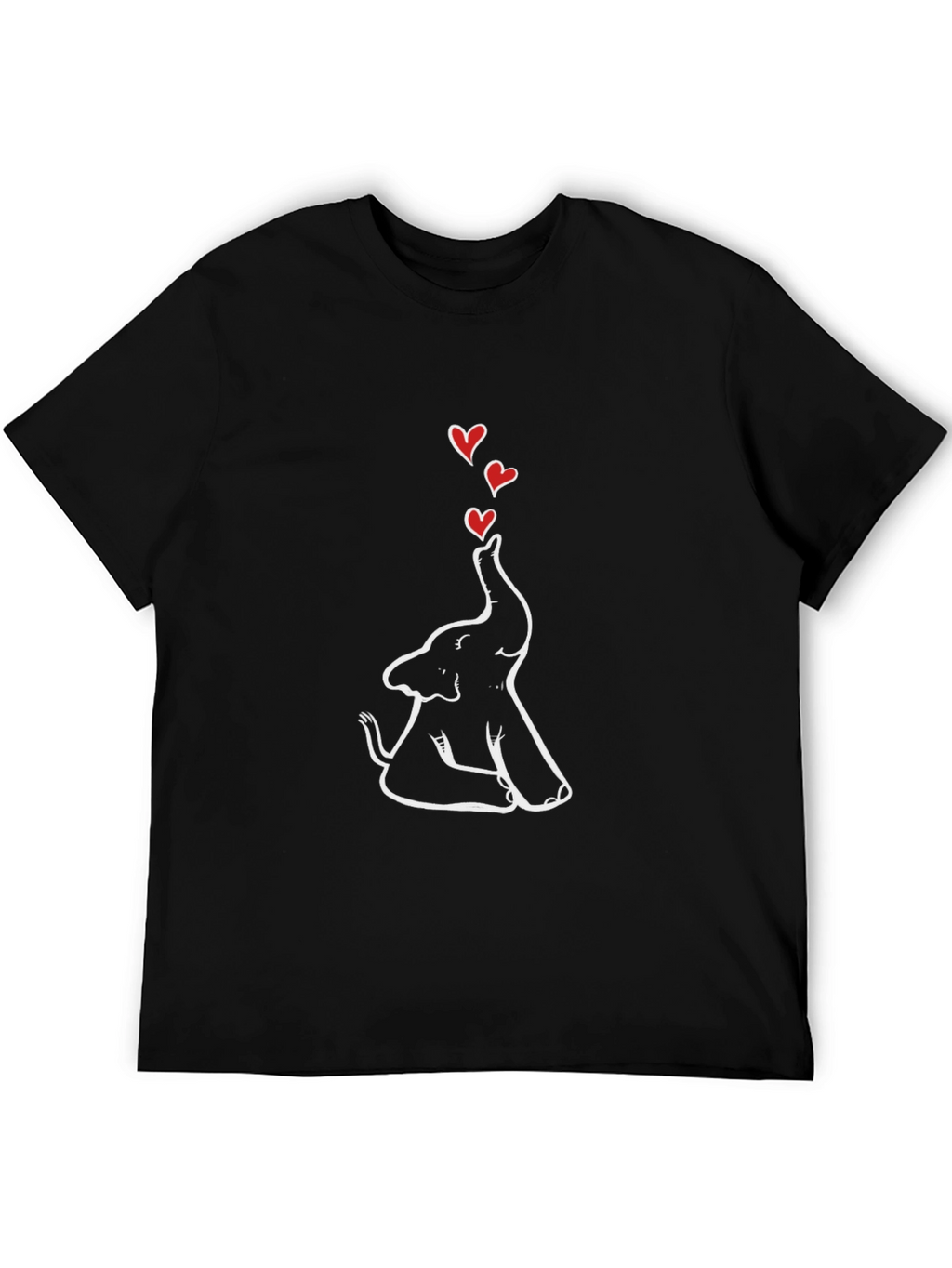 Elephant Love Heart Graphic Tee - Black