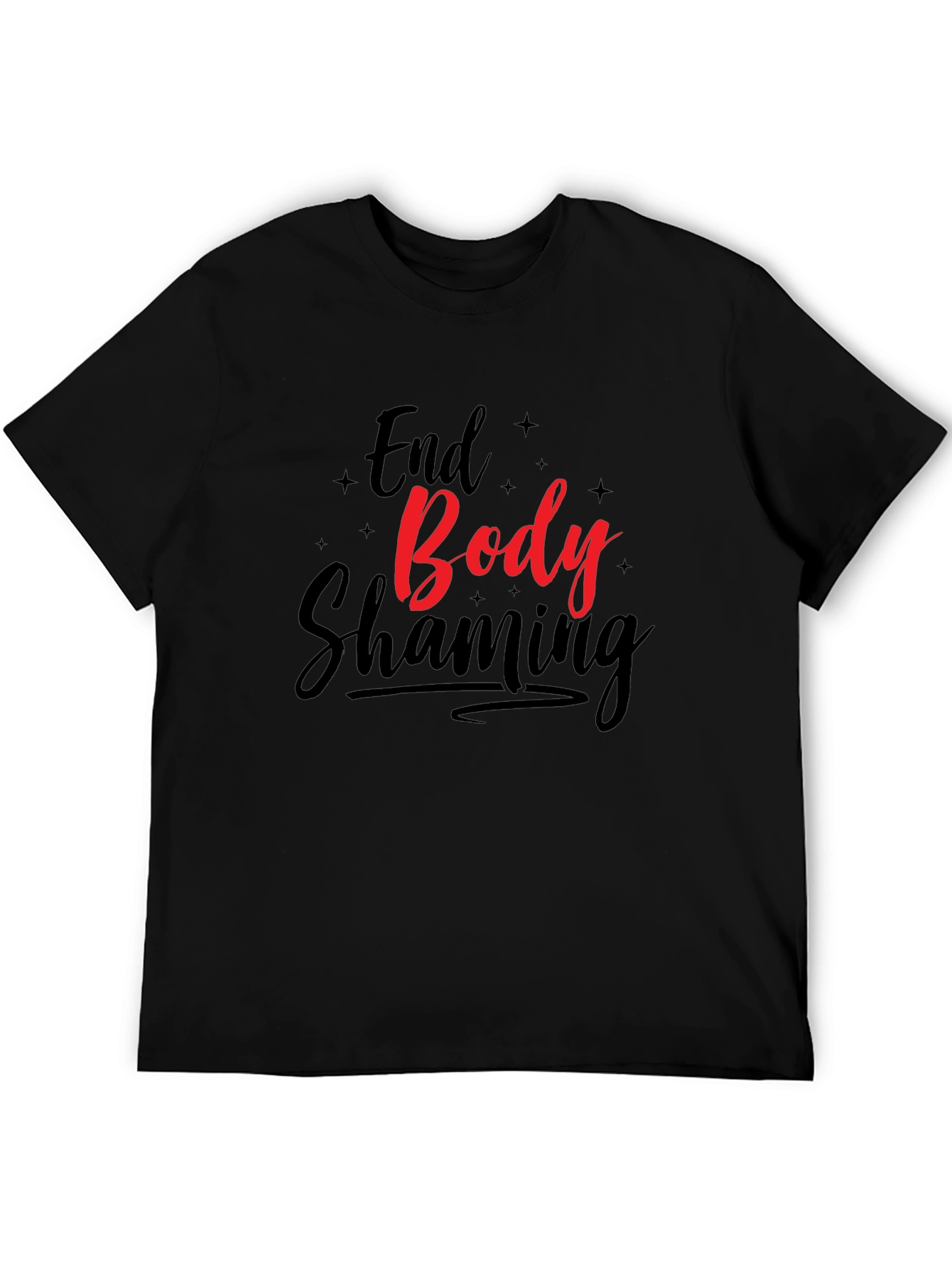 End Body Shaming Graphic Tee - Black Cotton Comfort
