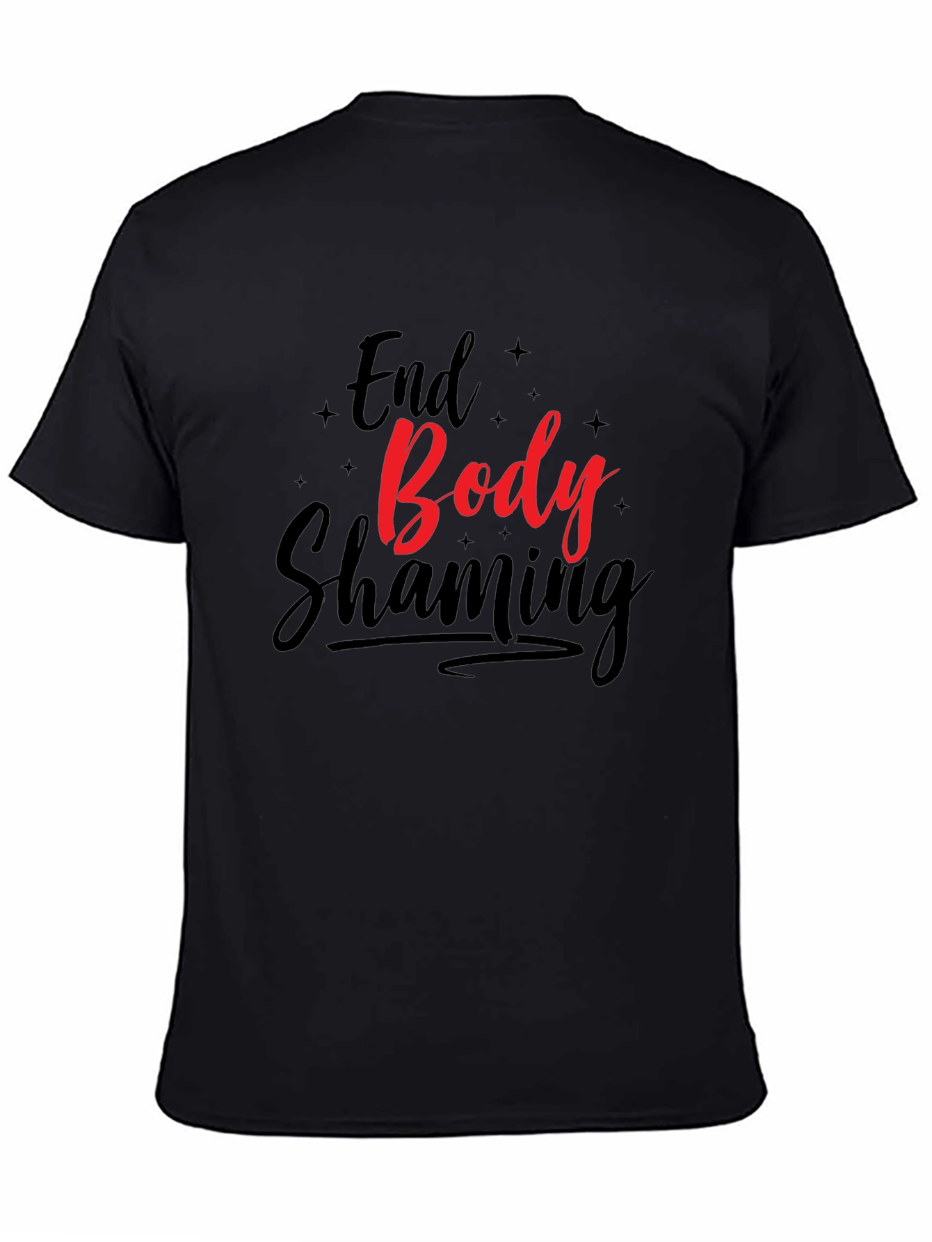 End Body Shaming Graphic Tee - Black Cotton Comfort