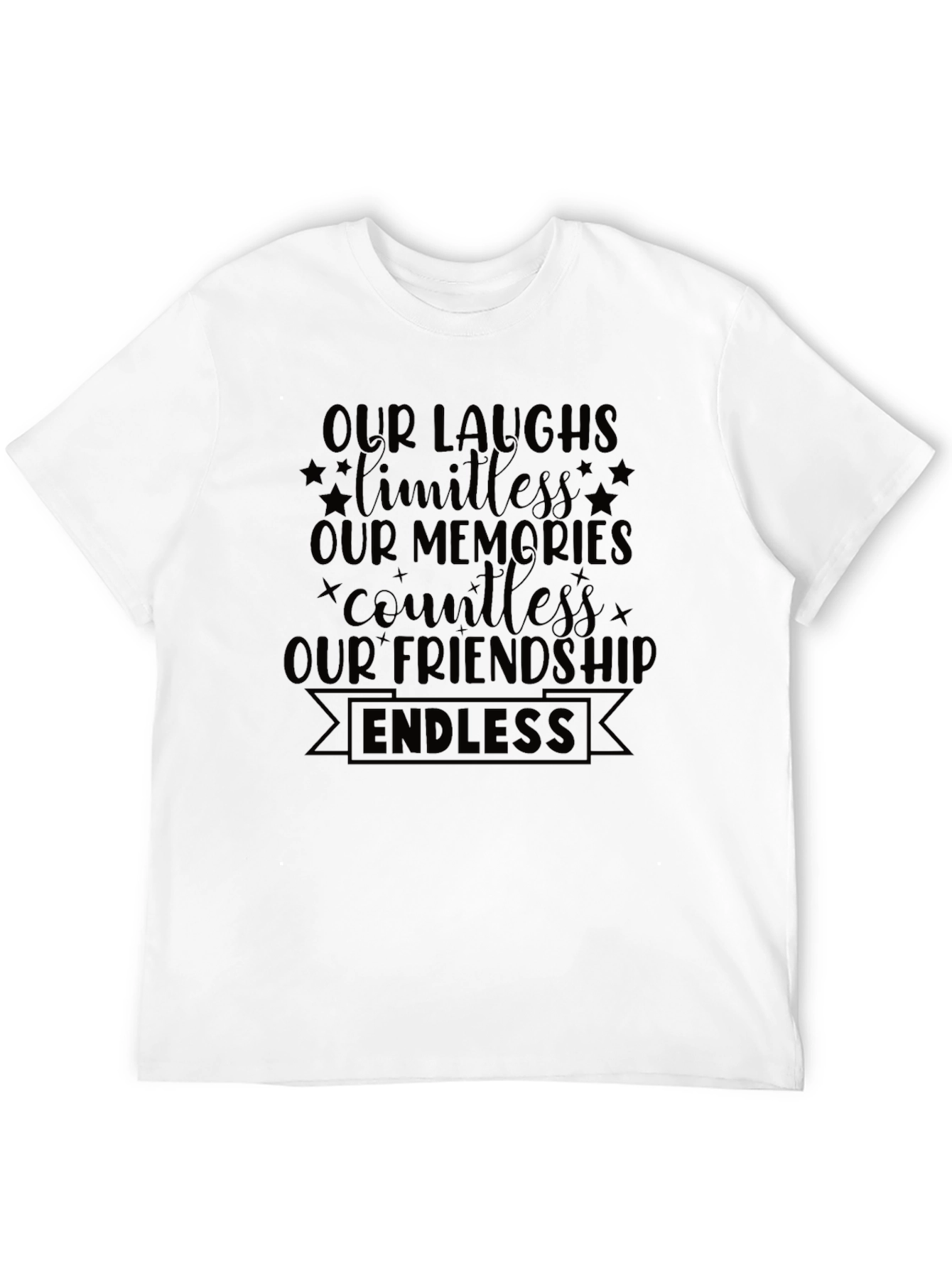 Endless Friendship Graphic Tee - Soft Black Cotton Shirt
