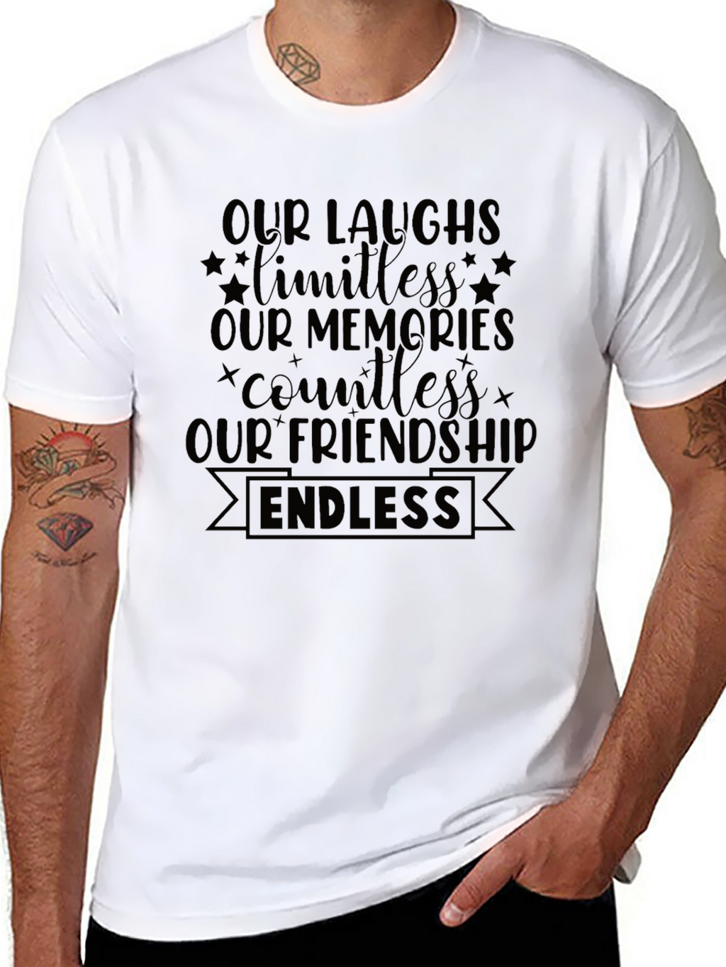 Endless Friendship Graphic Tee - Soft Black Cotton Shirt
