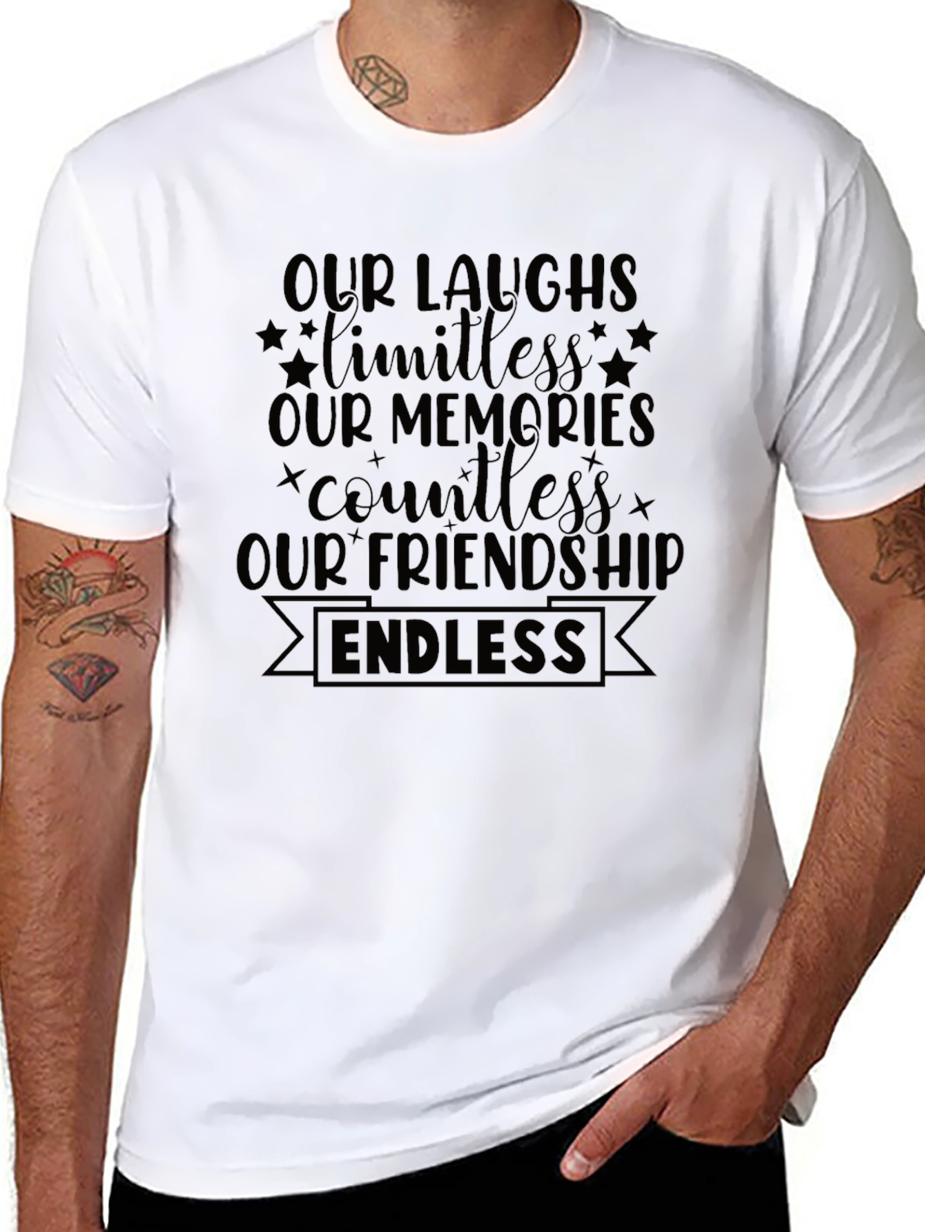 Endless Friendship Graphic Tee - Soft Black Cotton Shirt