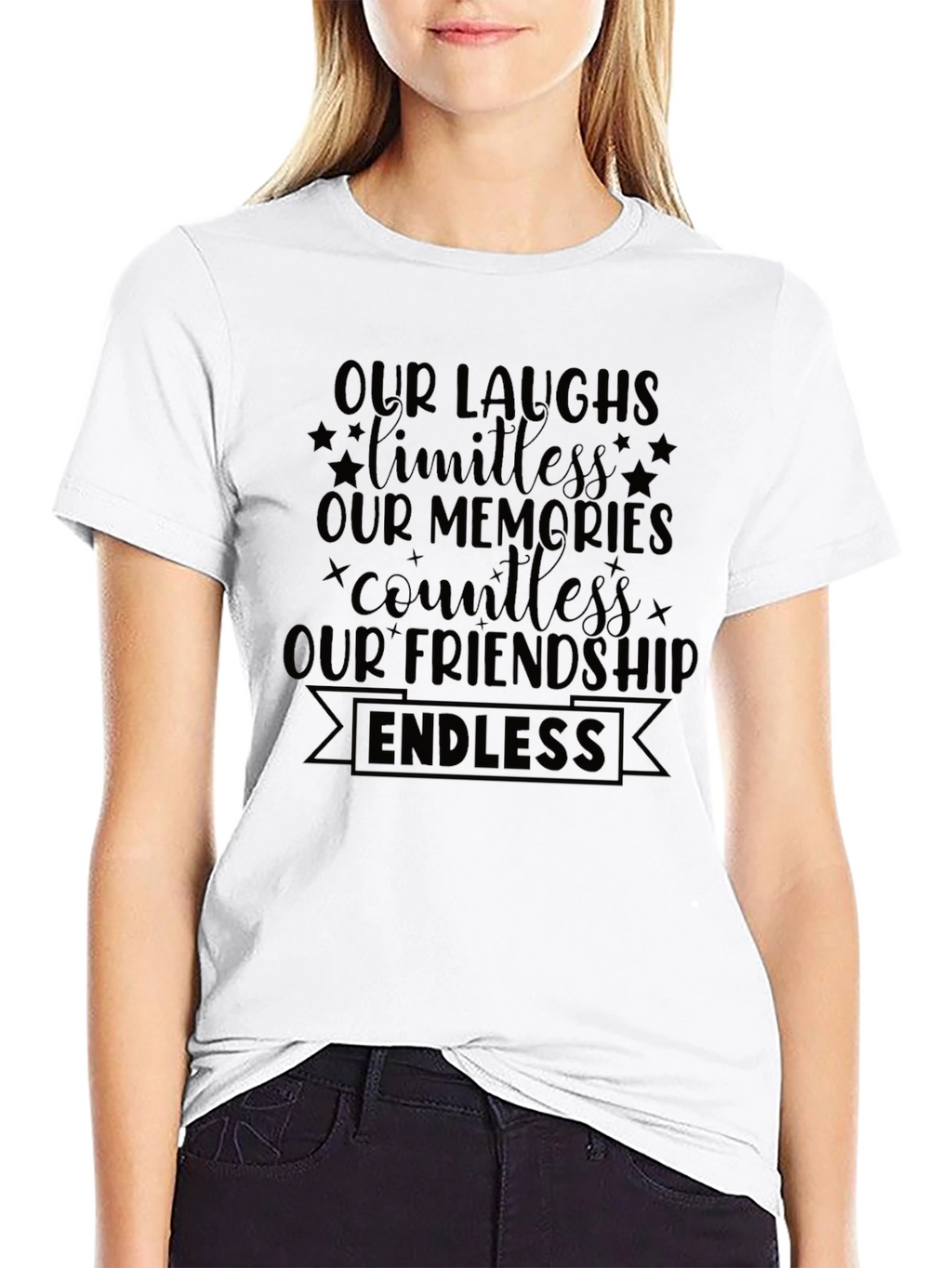 Endless Friendship Graphic Tee - Soft Black Cotton Shirt