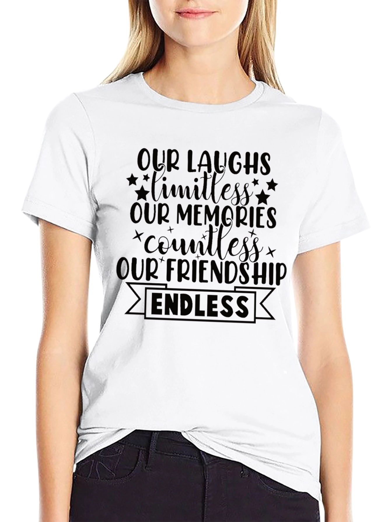 Endless Friendship Graphic Tee - Soft Black Cotton Shirt