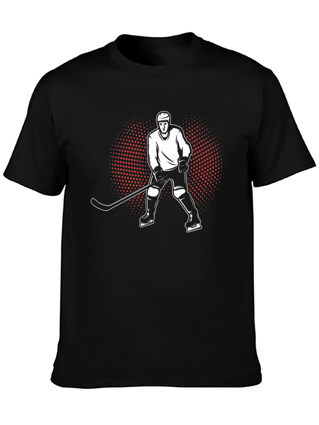 Hockey Player Graphic Tee - Black Cotton T-Shirt