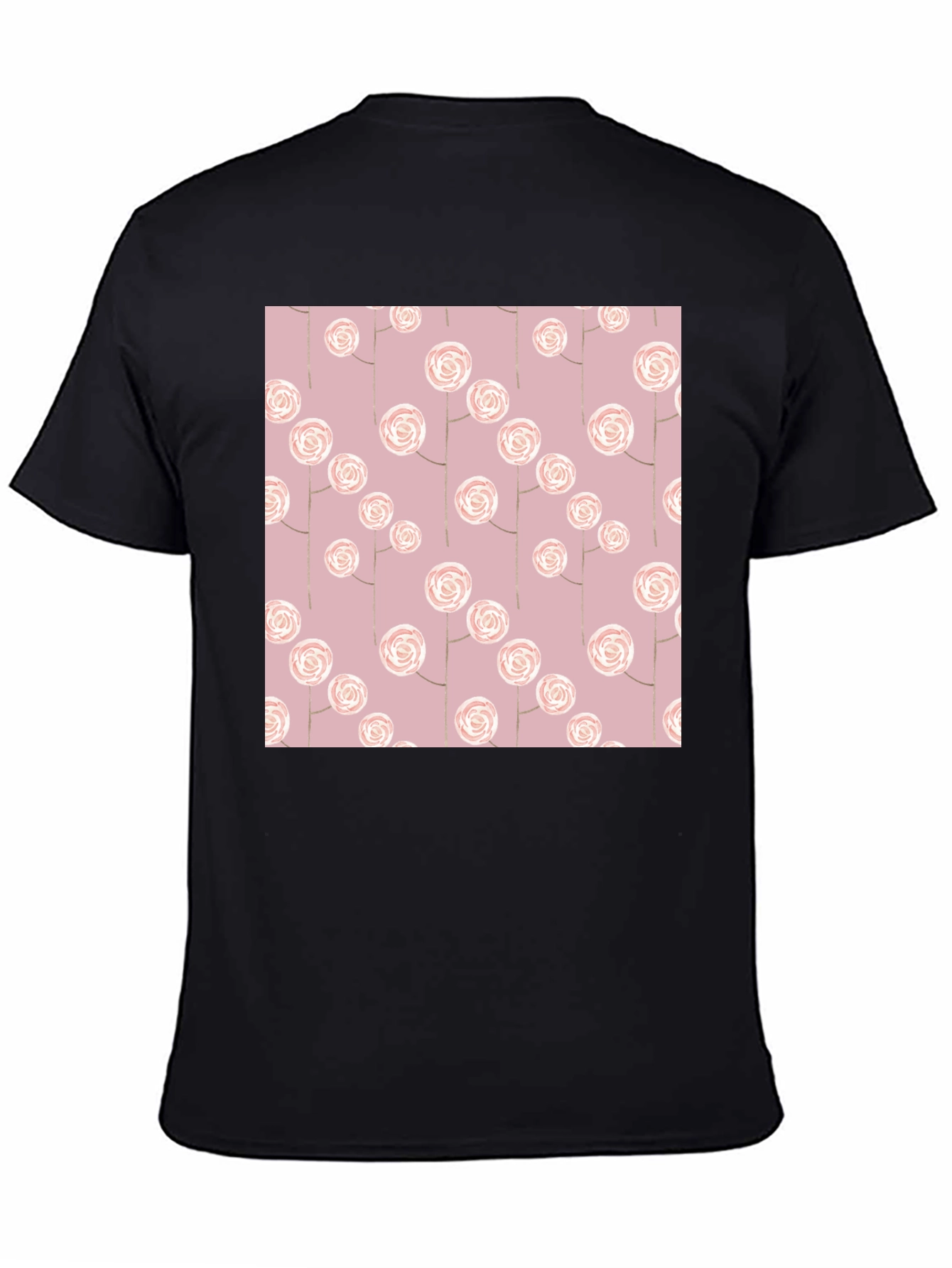 Floral Pattern Black T-Shirt