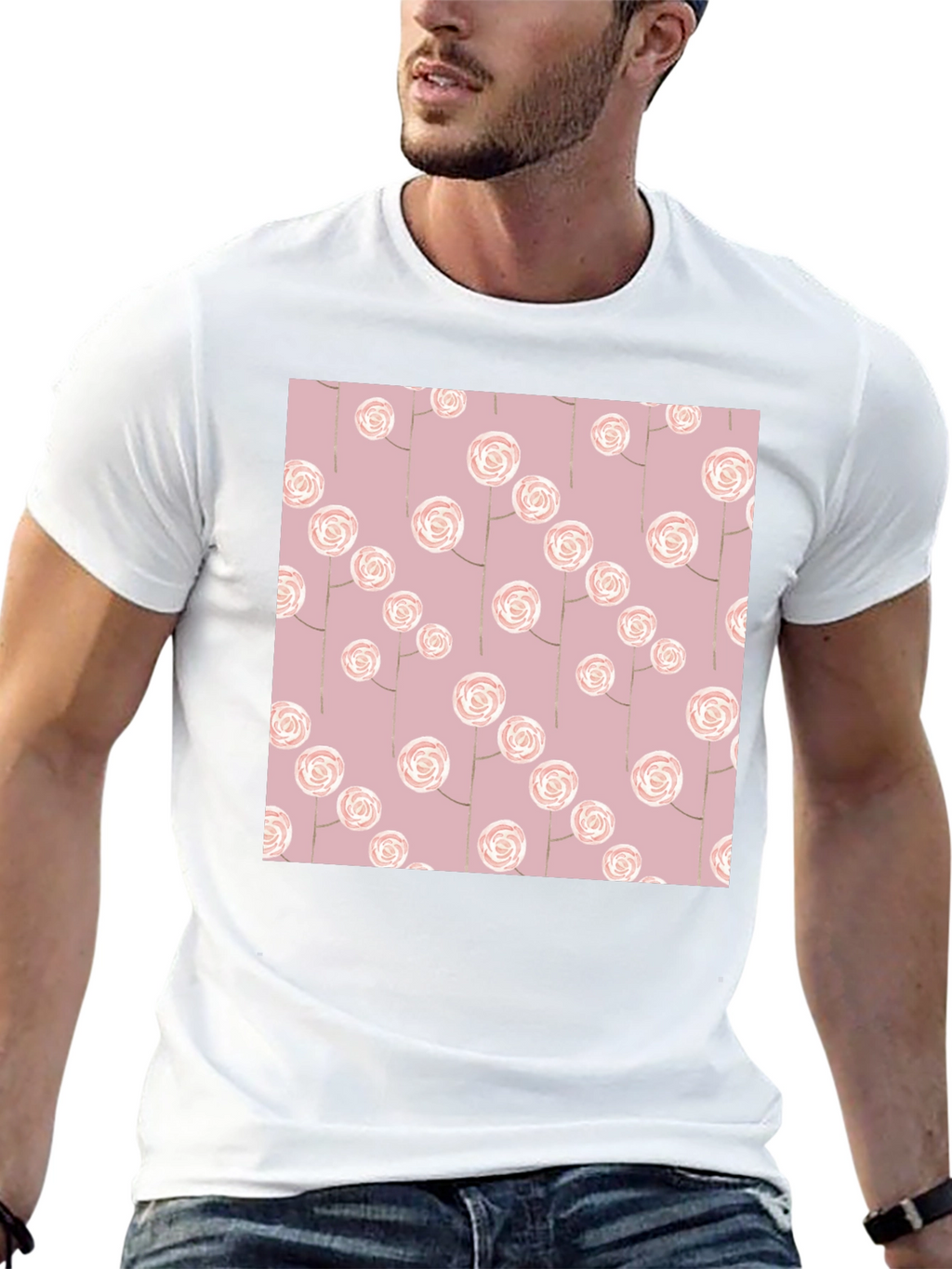 Floral Pattern Black T-Shirt