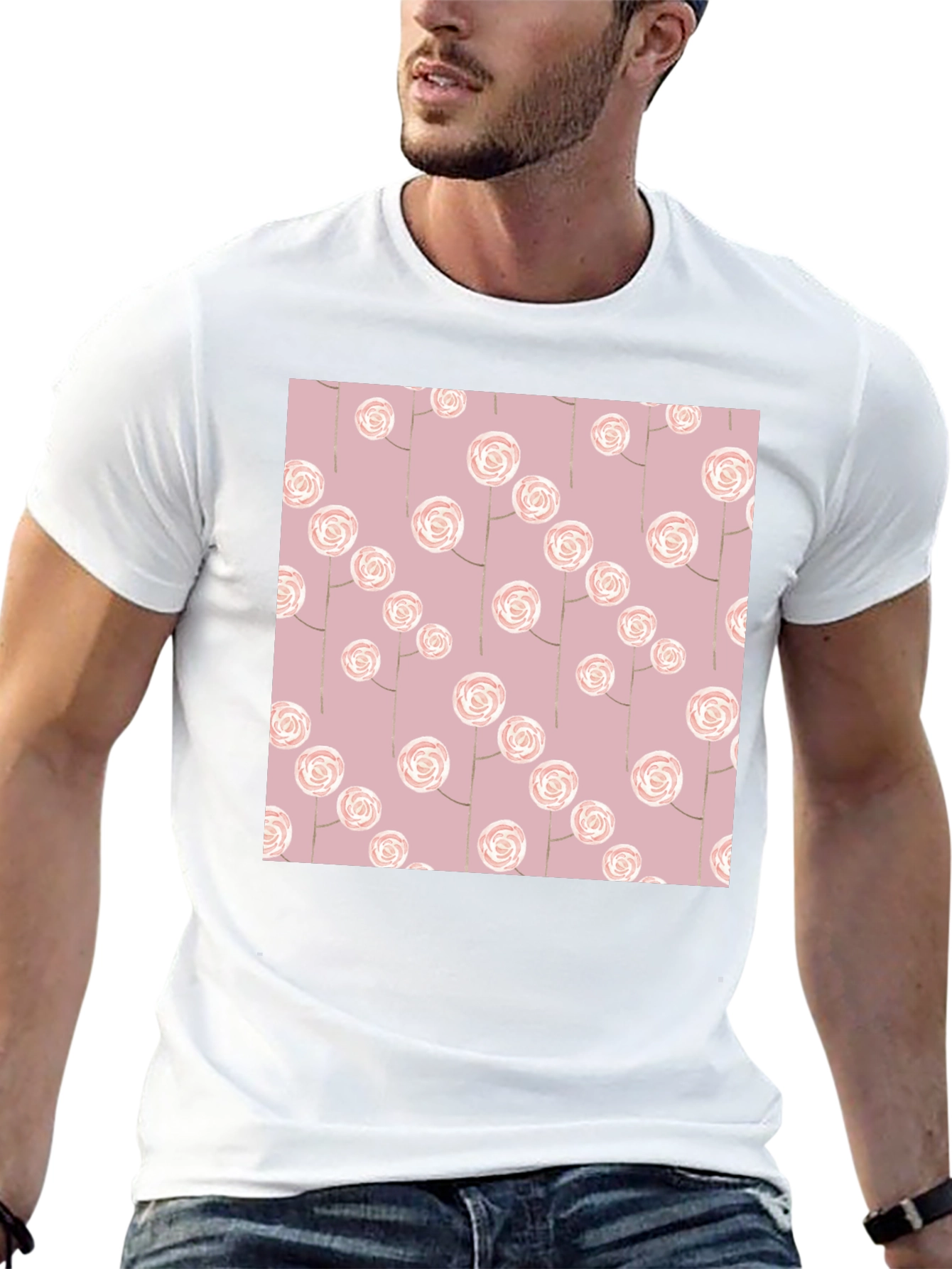 Floral Pattern Black T-Shirt