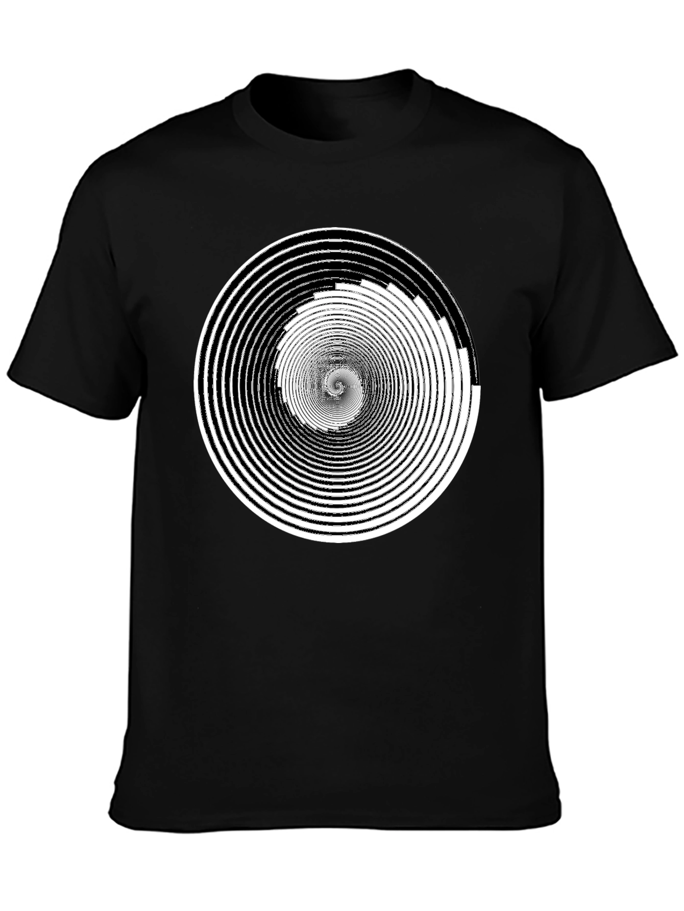 Hypnotic Spiral Graphic Tee - Black Cotton Comfort