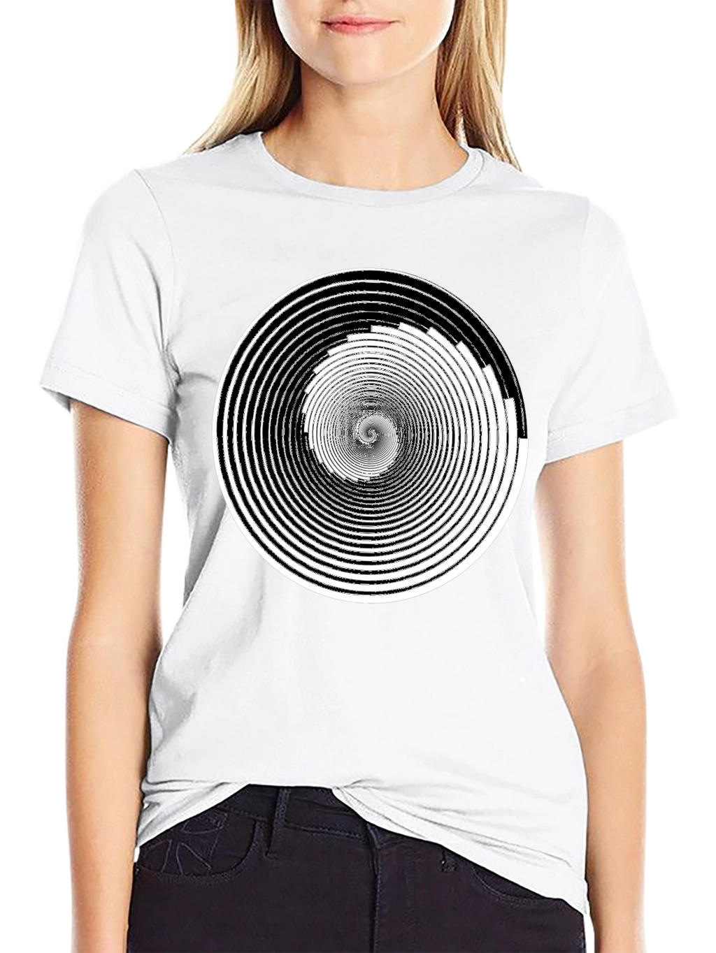 Hypnotic Spiral Graphic Tee - Black Cotton Comfort