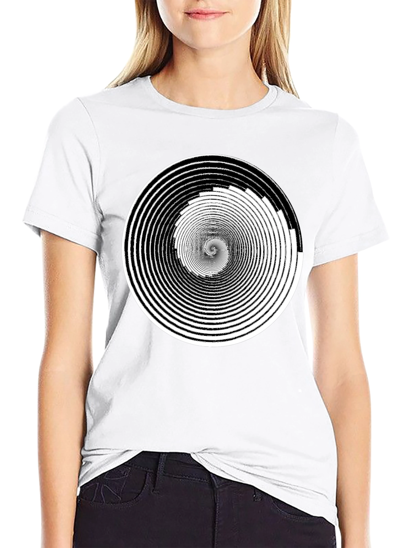 Hypnotic Spiral Graphic Tee - Black Cotton Comfort