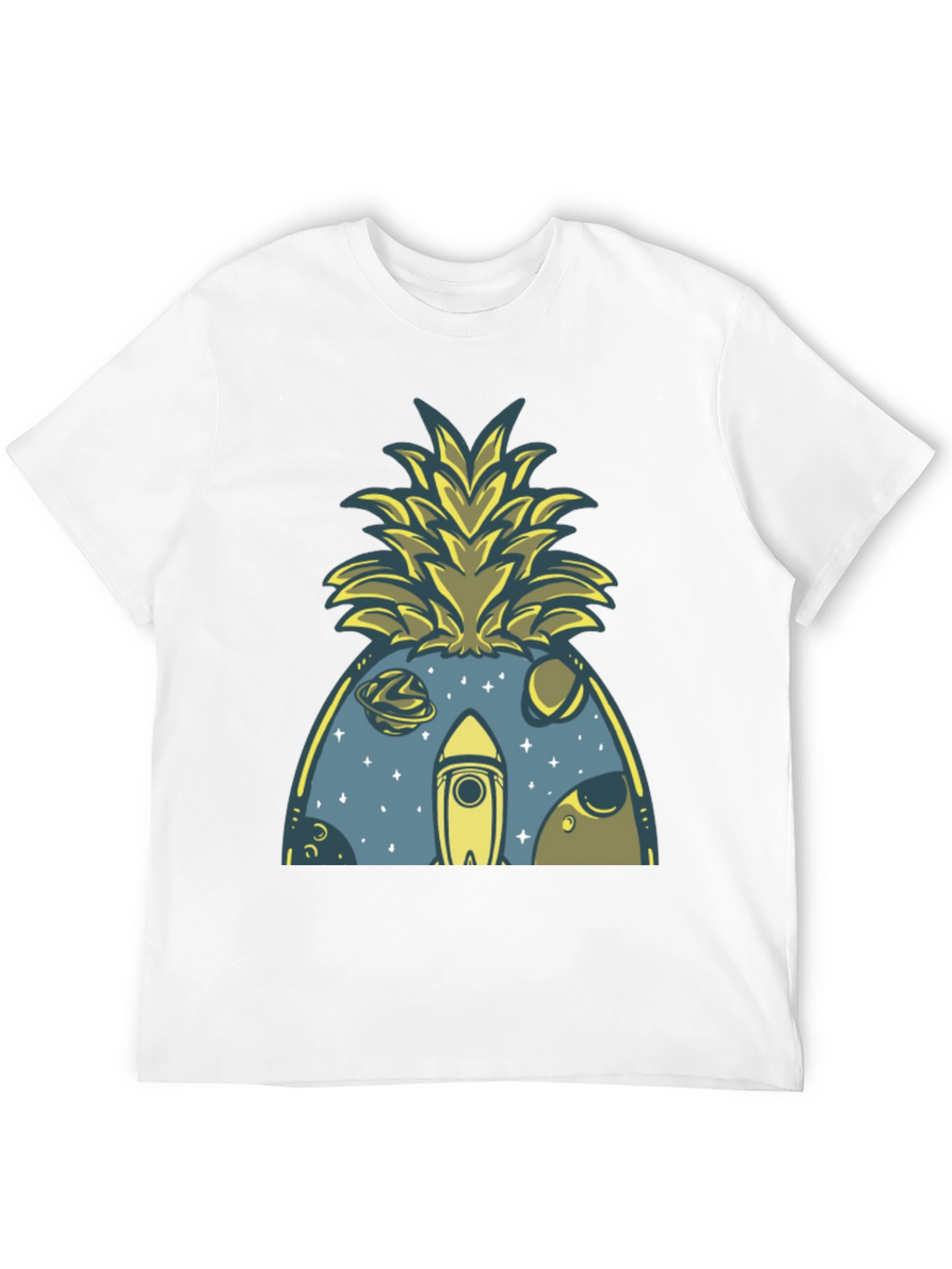 Space Pineapple Graphic Tee - Black Cotton Blend