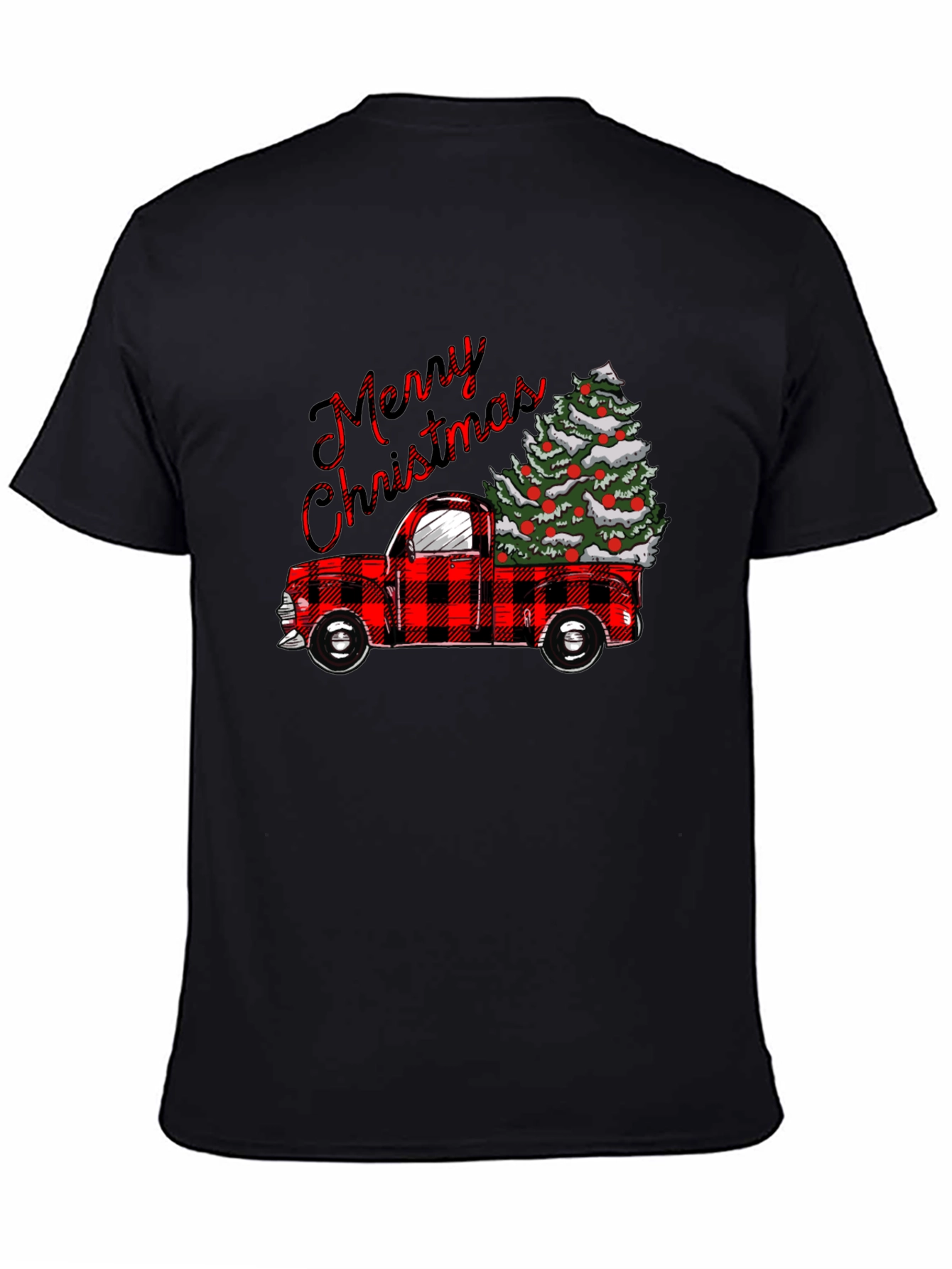 Merry Christmas Plaid Truck T-Shirt
