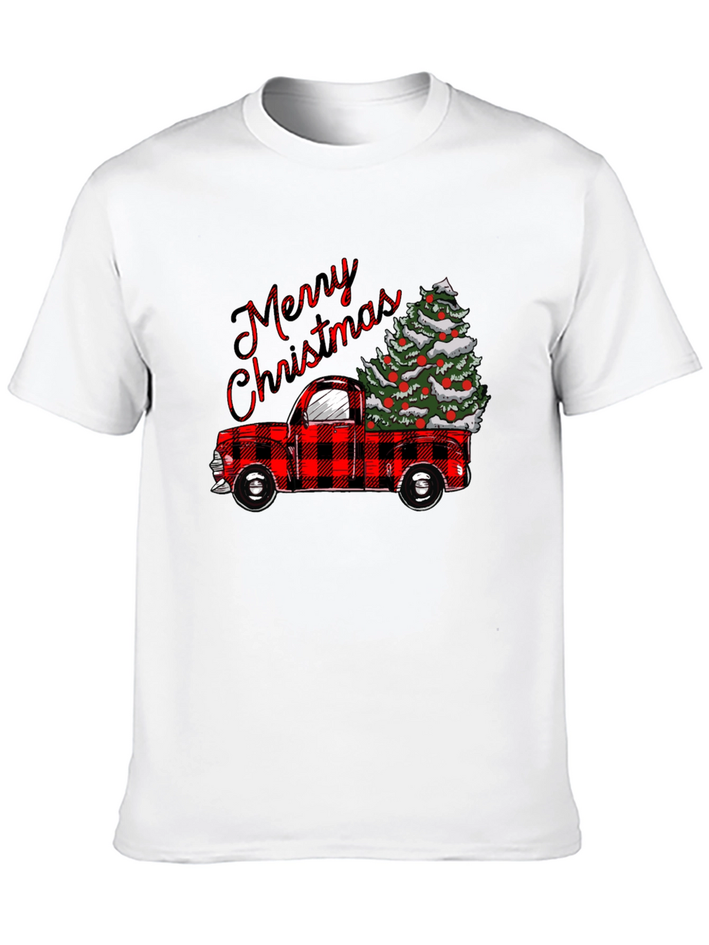 Merry Christmas Plaid Truck T-Shirt