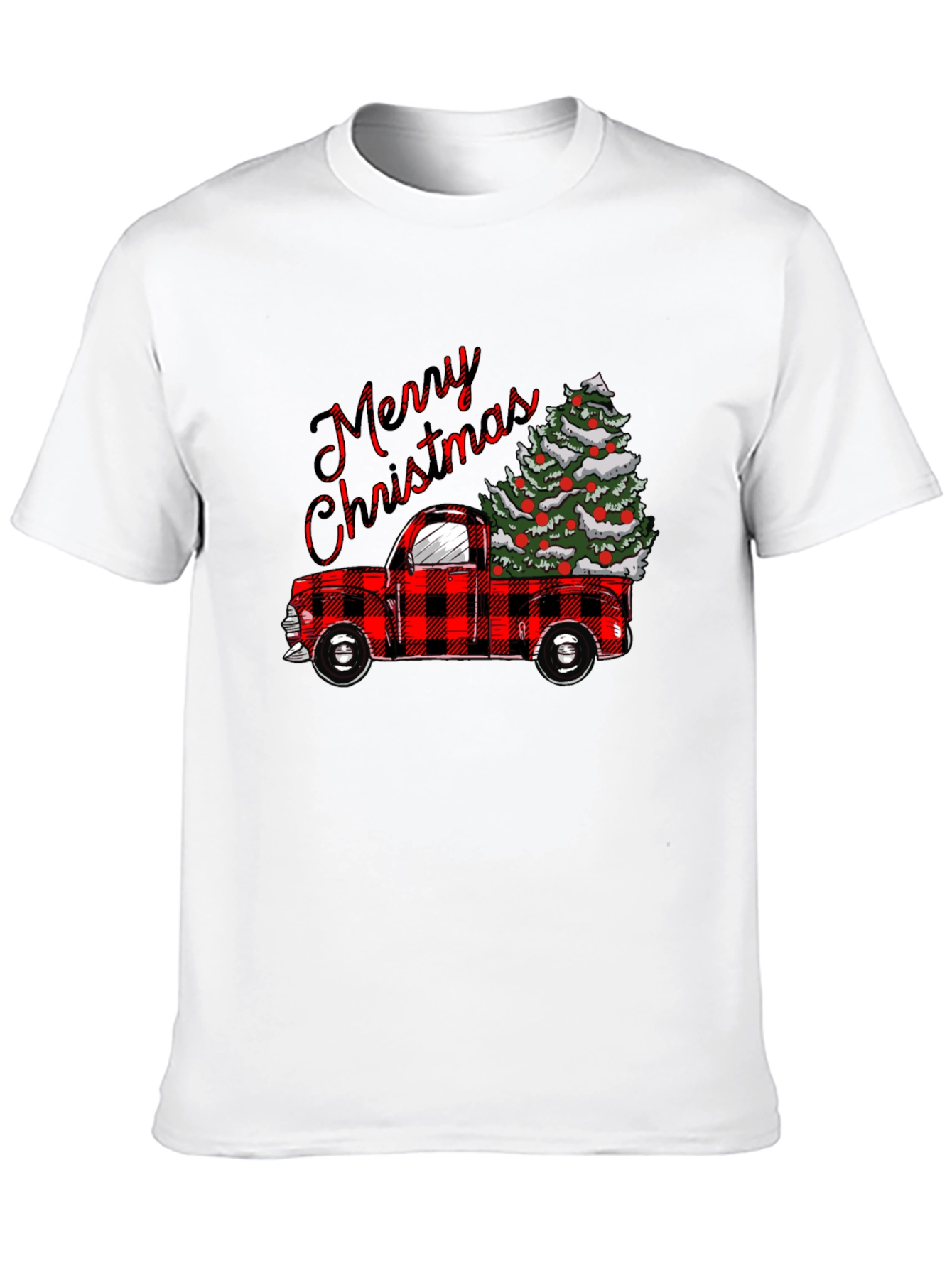 Merry Christmas Plaid Truck T-Shirt
