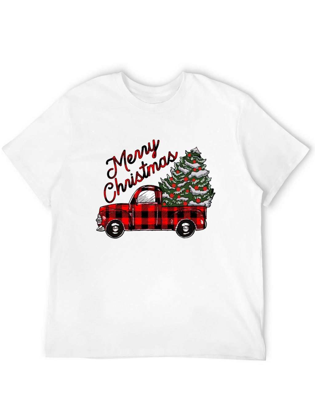 Merry Christmas Plaid Truck T-Shirt