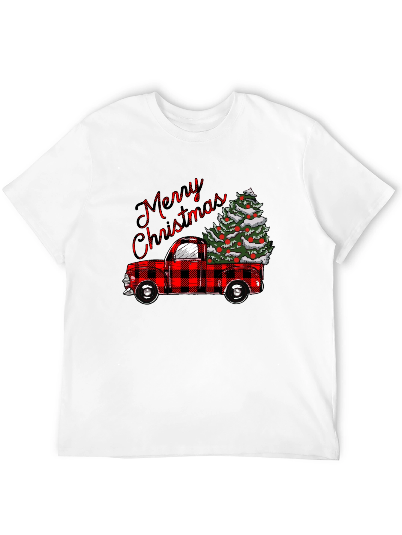 Merry Christmas Plaid Truck T-Shirt