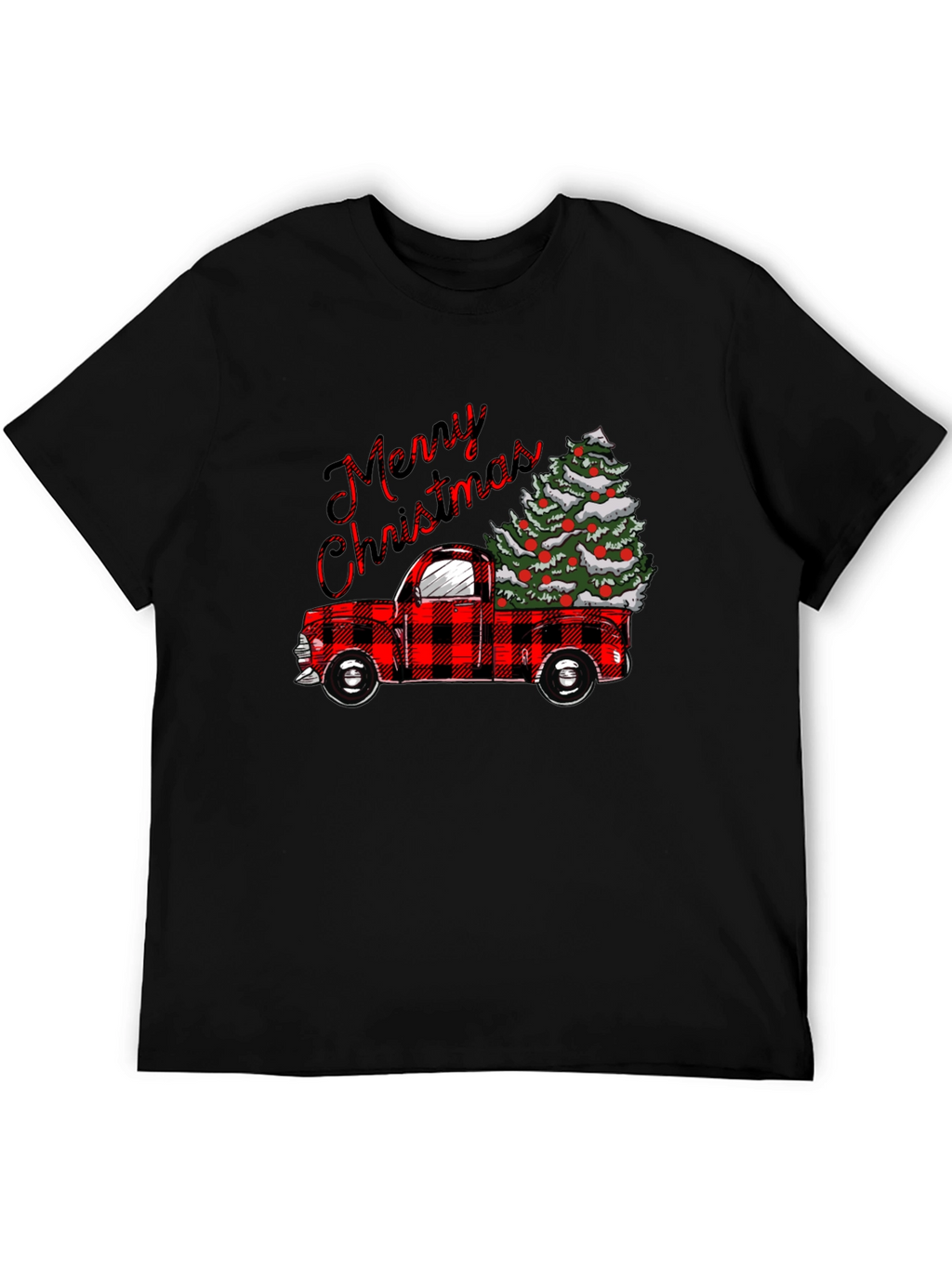 Merry Christmas Plaid Truck T-Shirt