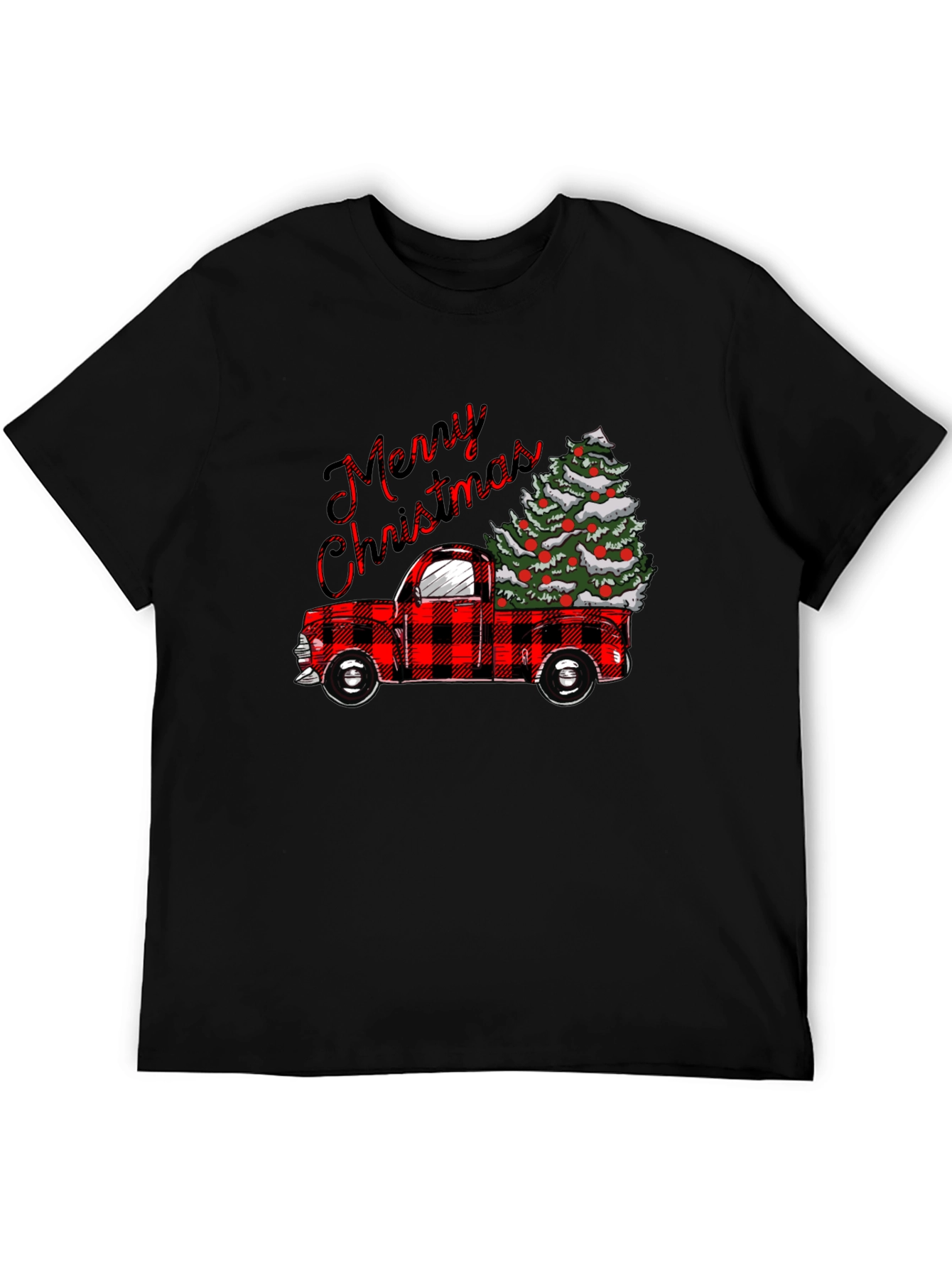 Merry Christmas Plaid Truck T-Shirt