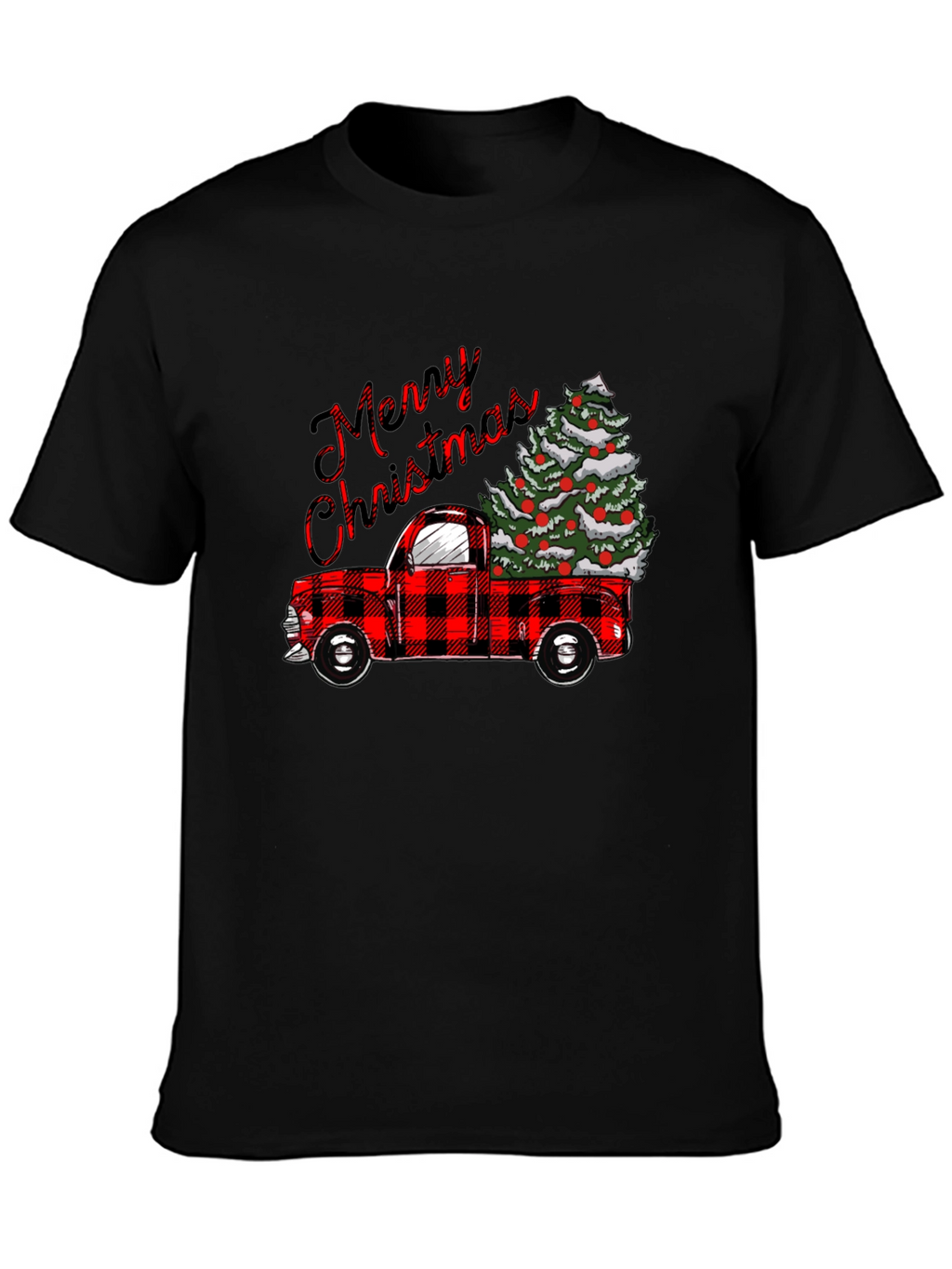 Merry Christmas Plaid Truck T-Shirt