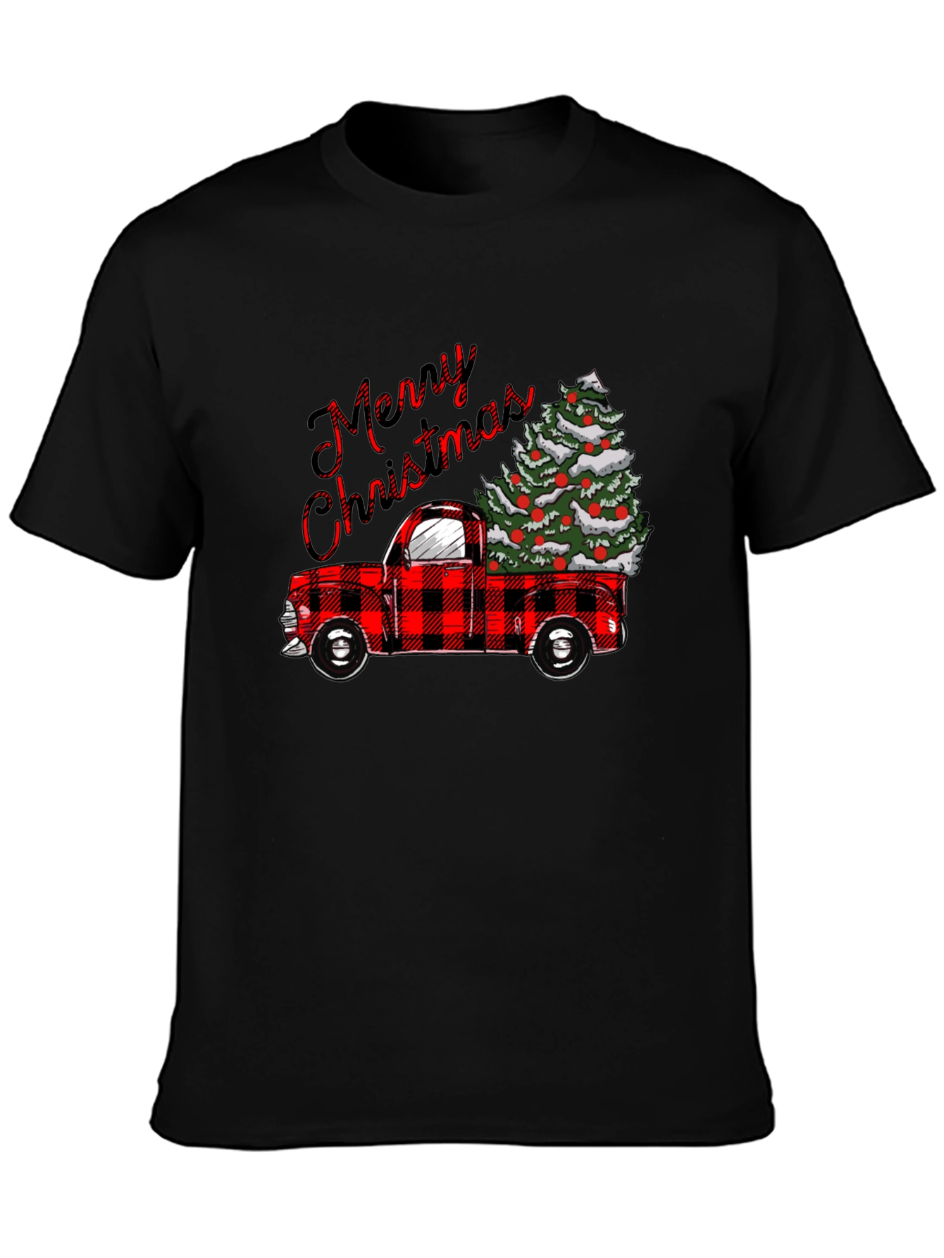 Merry Christmas Plaid Truck T-Shirt