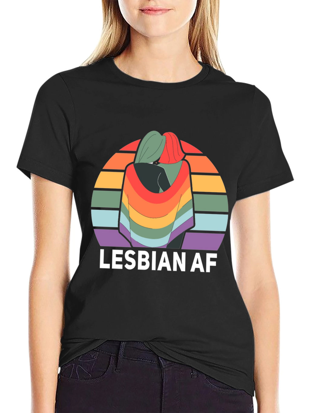 Lesbian AF Rainbow Graphic T-Shirt