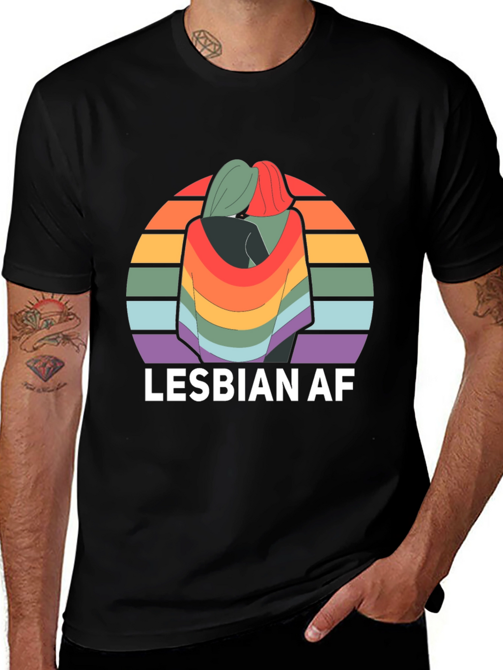Lesbian AF Rainbow Graphic T-Shirt