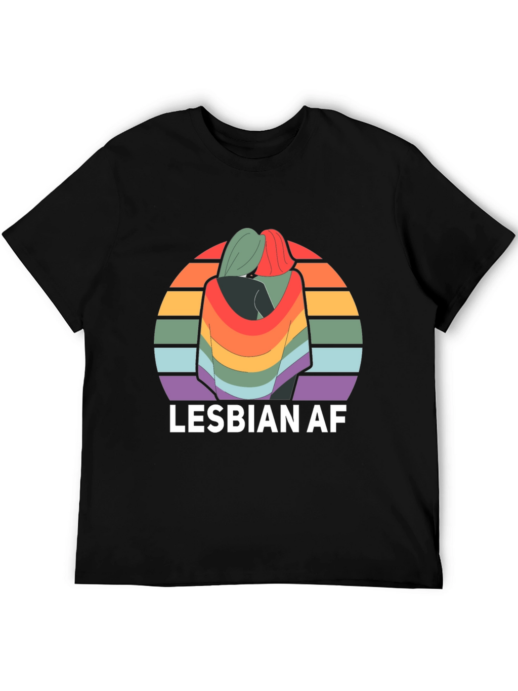 Lesbian AF Rainbow Graphic T-Shirt