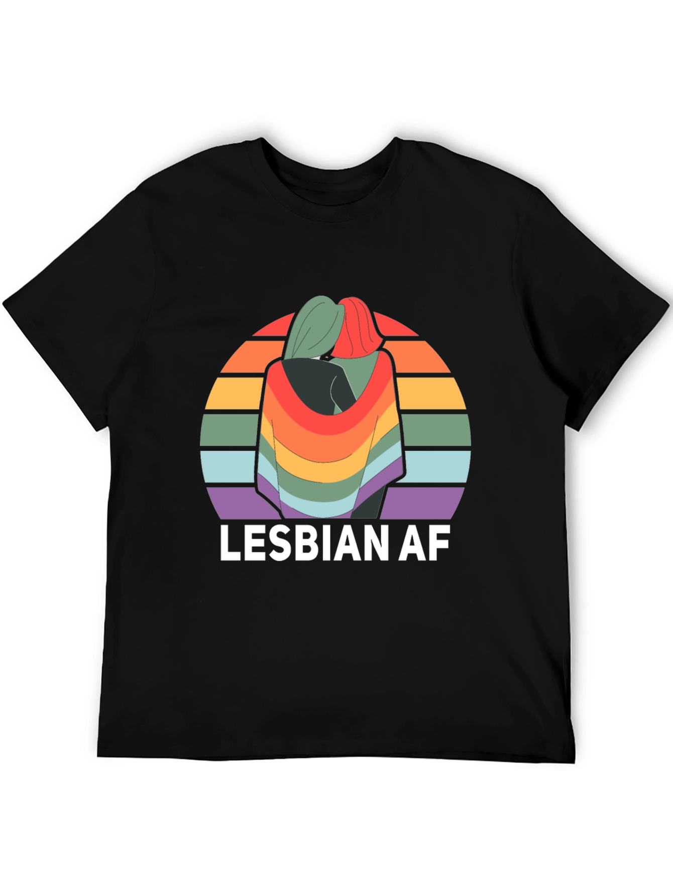 Lesbian AF Rainbow Graphic T-Shirt