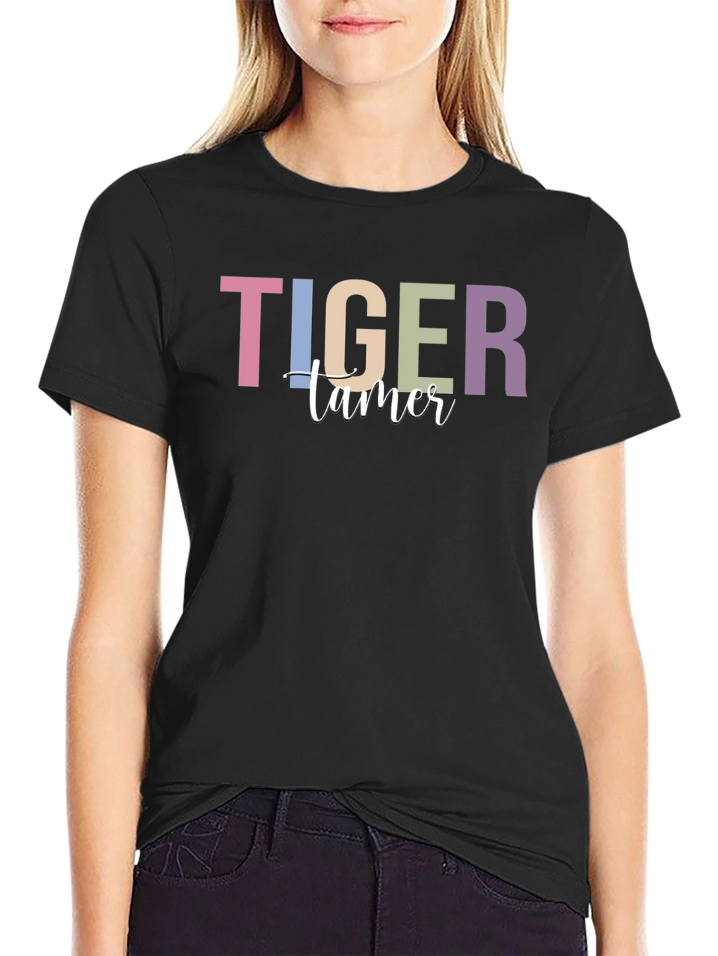 Tiger Tamer Graphic Print Black T-Shirt