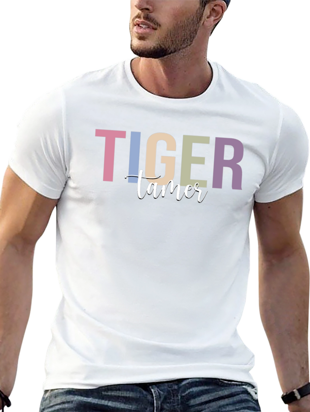 Tiger Tamer Graphic Print Black T-Shirt
