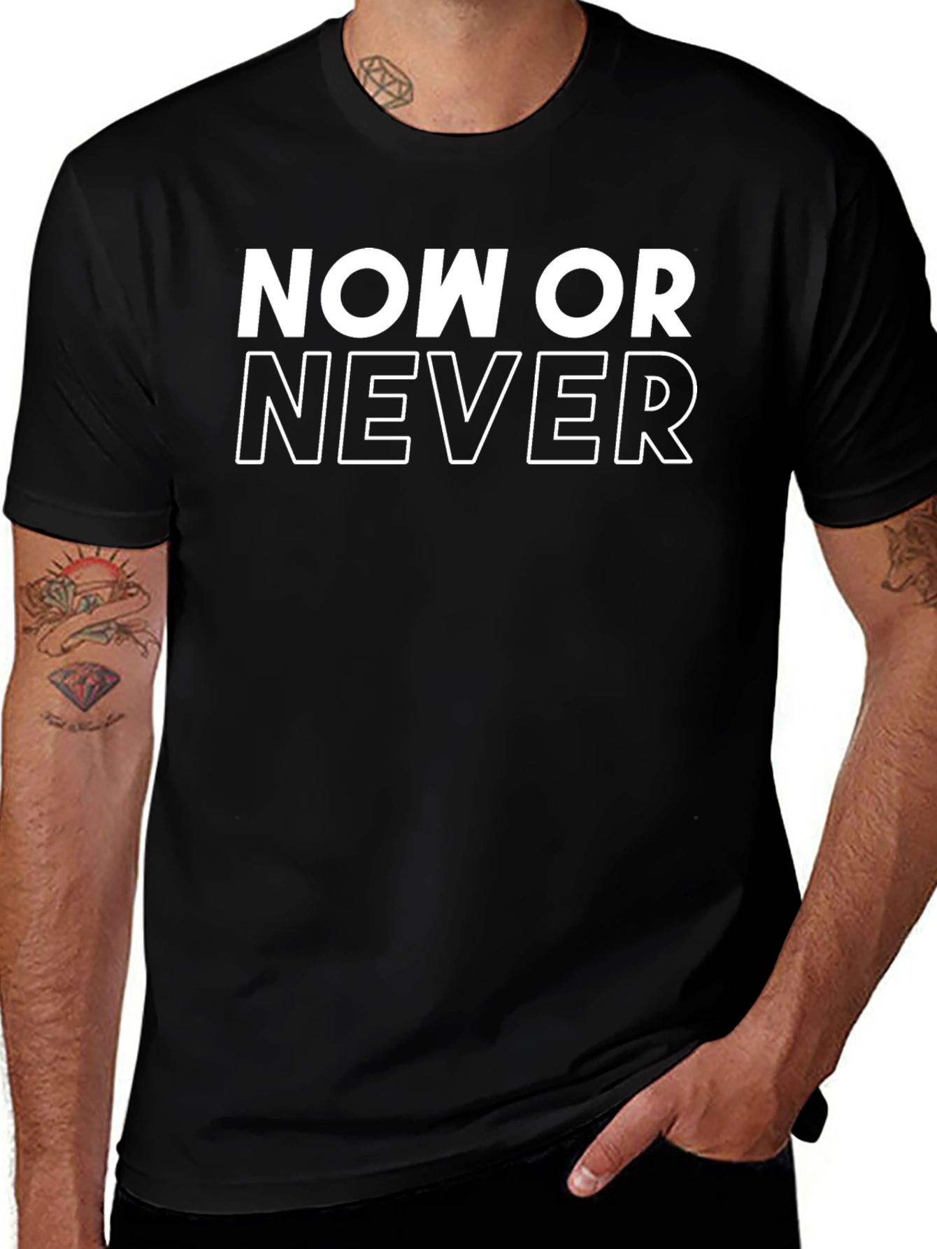 Now or Never Graphic T-Shirt - Black Cotton Tee