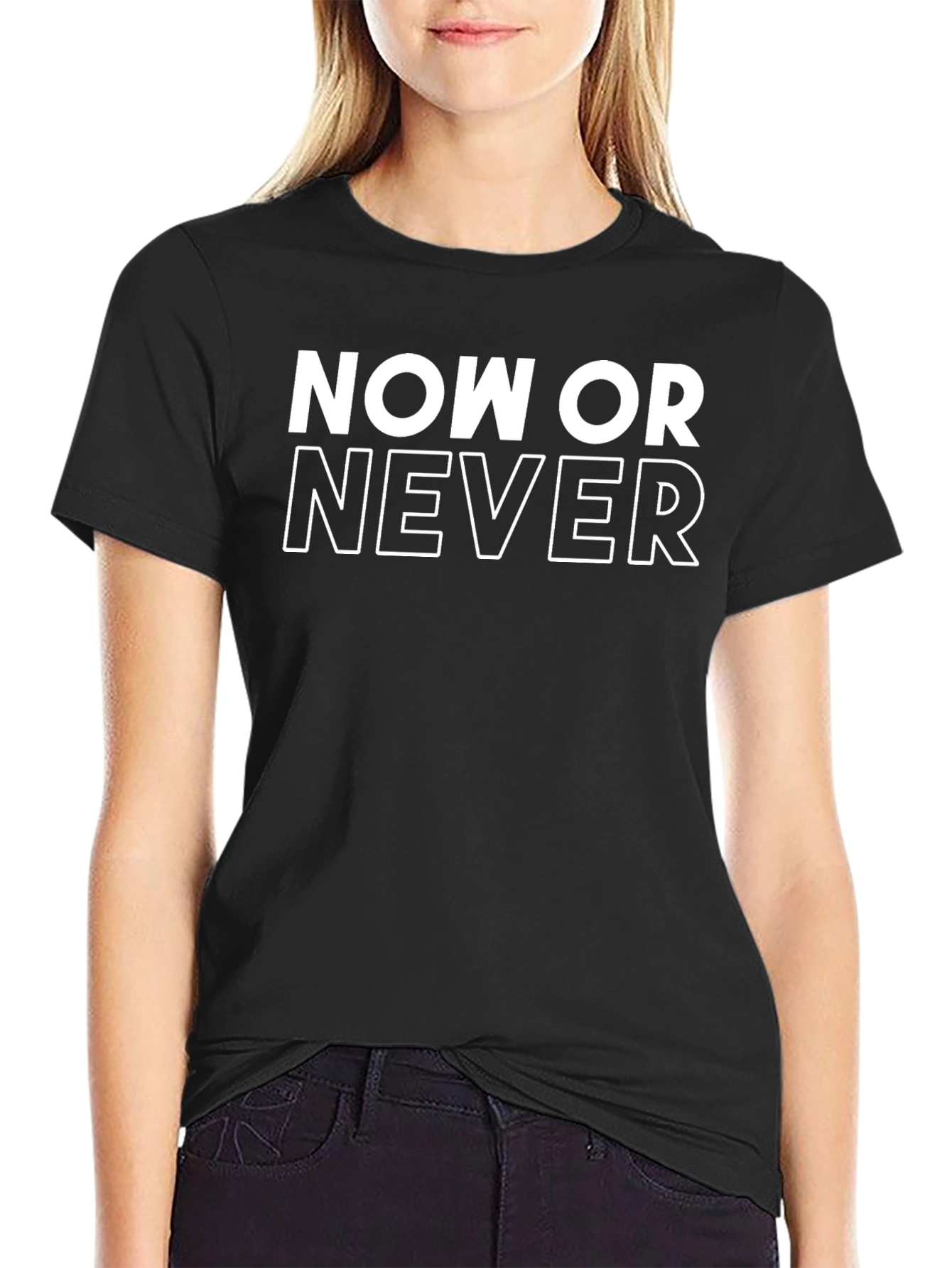 Now or Never Graphic T-Shirt - Black Cotton Tee