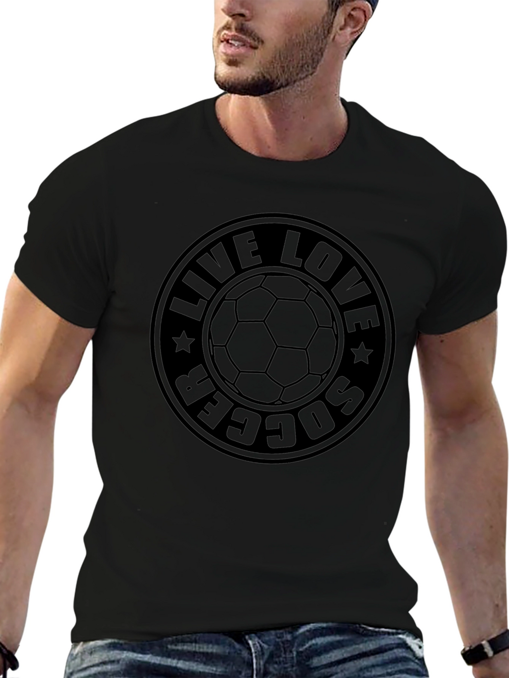 Live Love Soccer Black Graphic Tee Shirt
