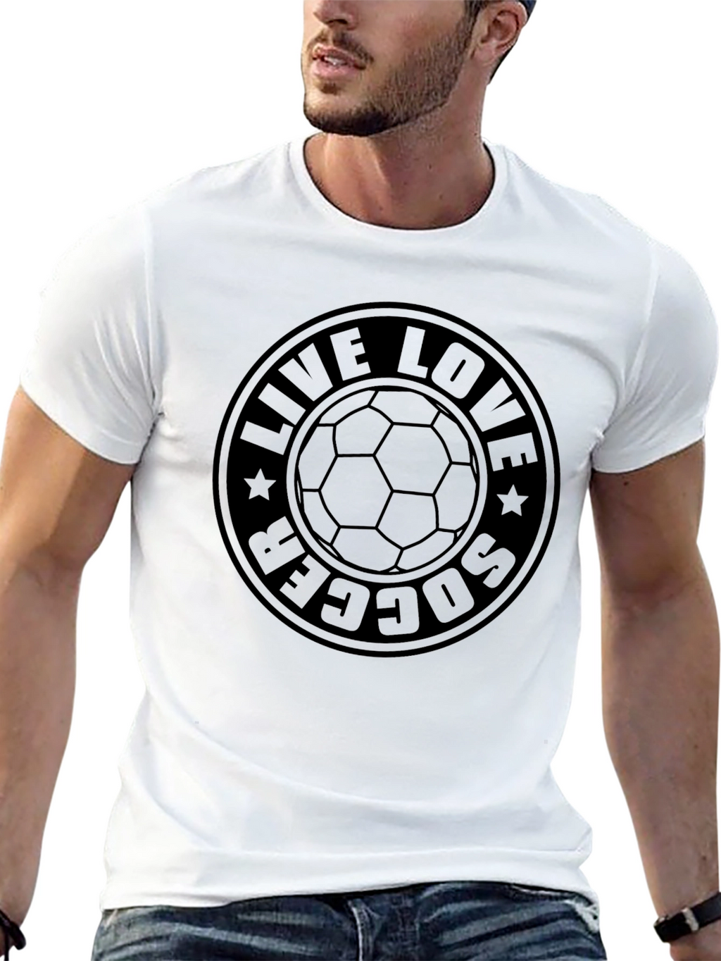 Live Love Soccer Black Graphic Tee Shirt
