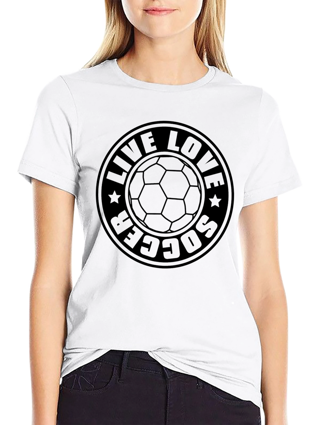 Live Love Soccer Black Graphic Tee Shirt