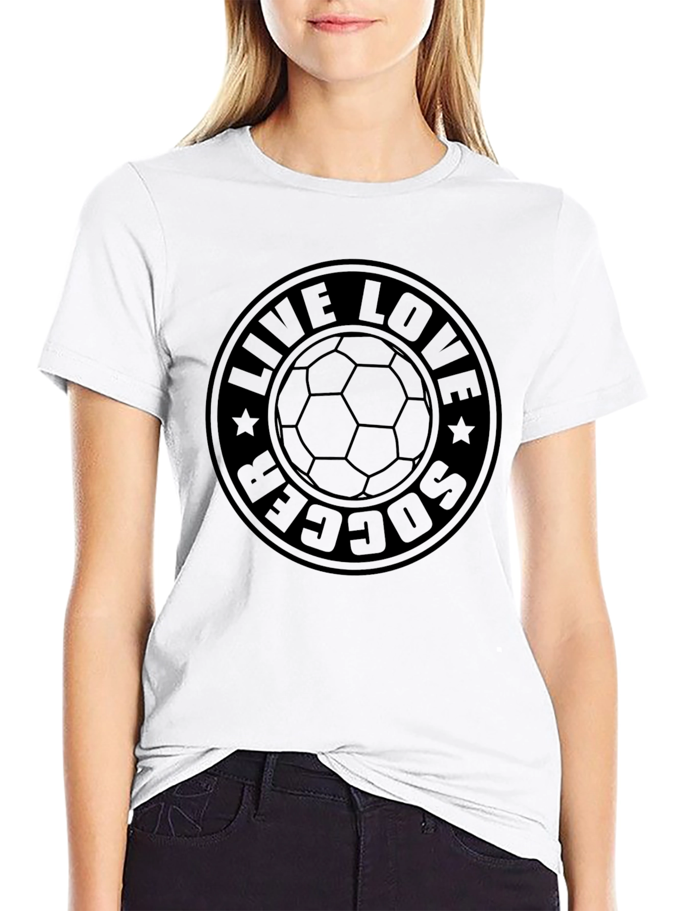 Live Love Soccer Black Graphic Tee Shirt