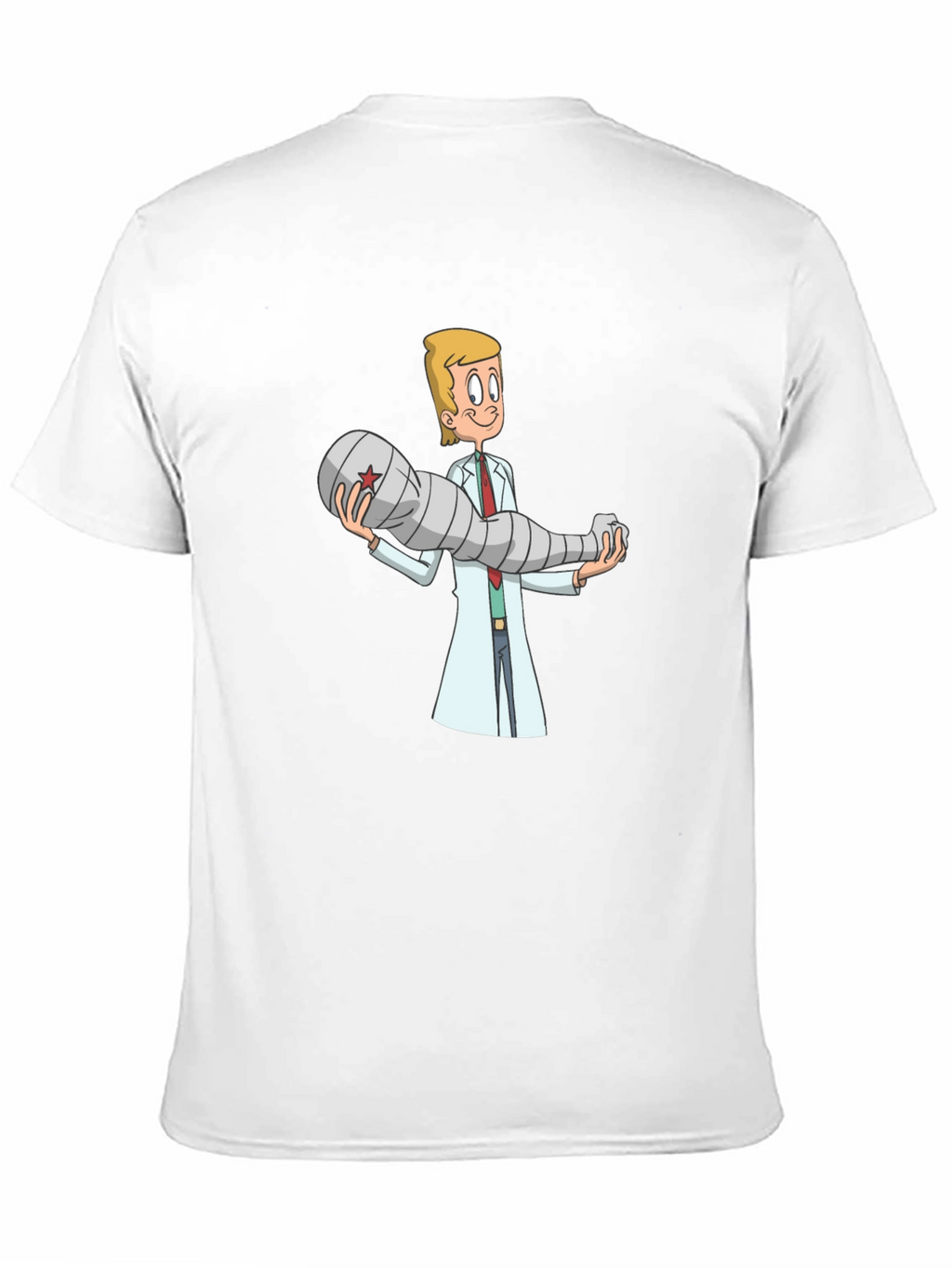 Cartoon Doctor Holding Bionic Arm T-Shirt