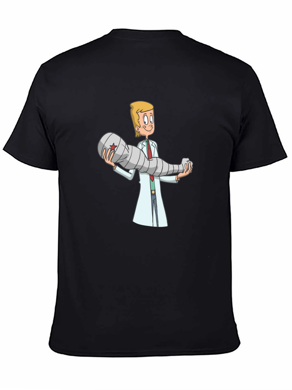 Cartoon Doctor Holding Bionic Arm T-Shirt
