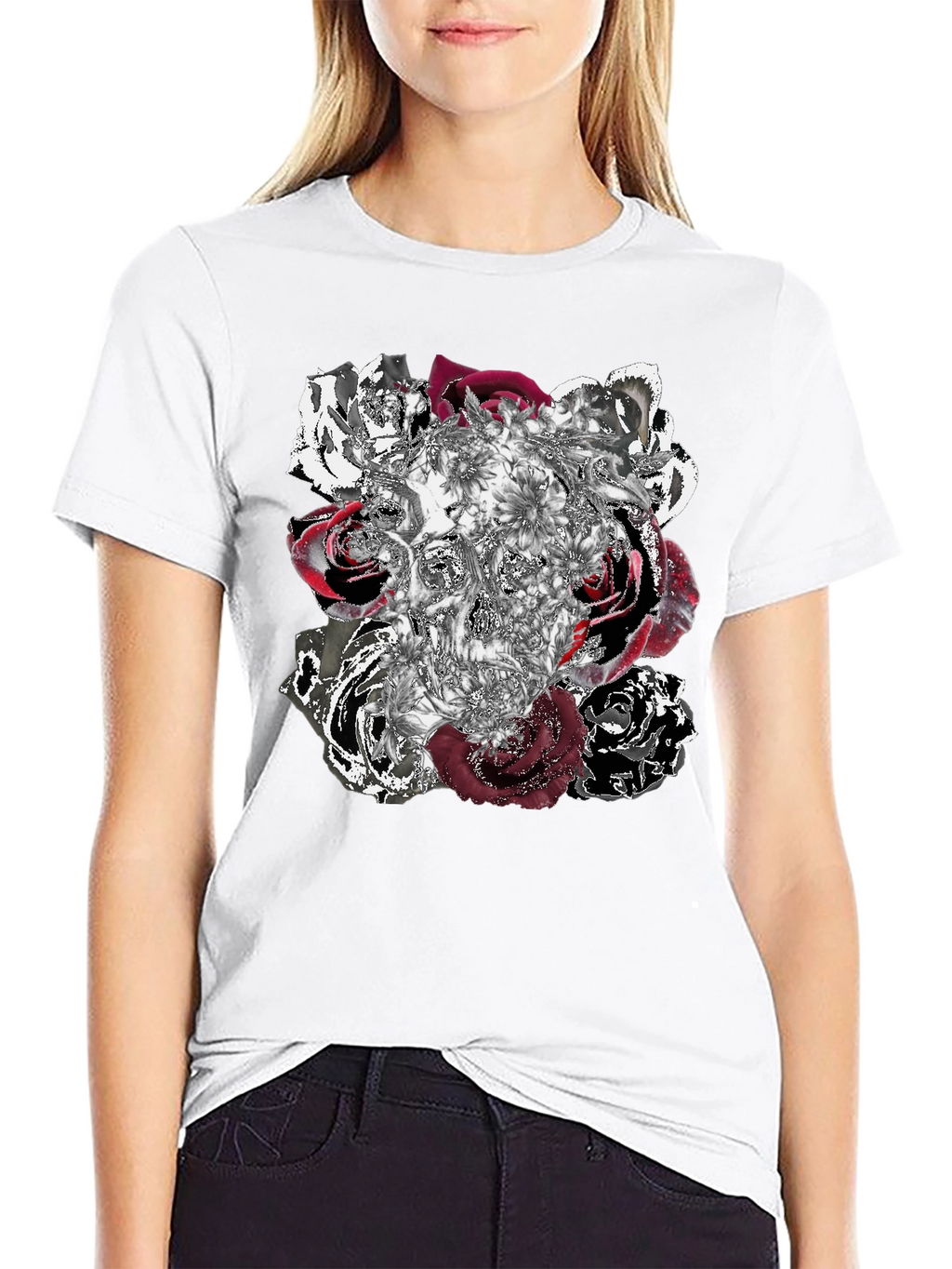 Skull Roses Graphic Tee - Unique Design