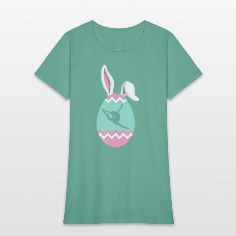Eggcellent Gymnast Easter Egg Bunny Ears T Shirt