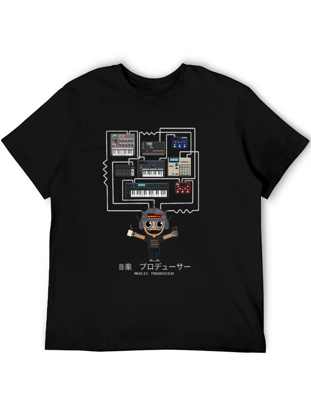 Music Producer Synth T-Shirt - Black Cotton Tee