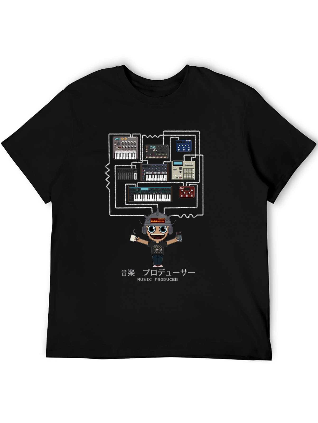 Music Producer Synth T-Shirt - Black Cotton Tee