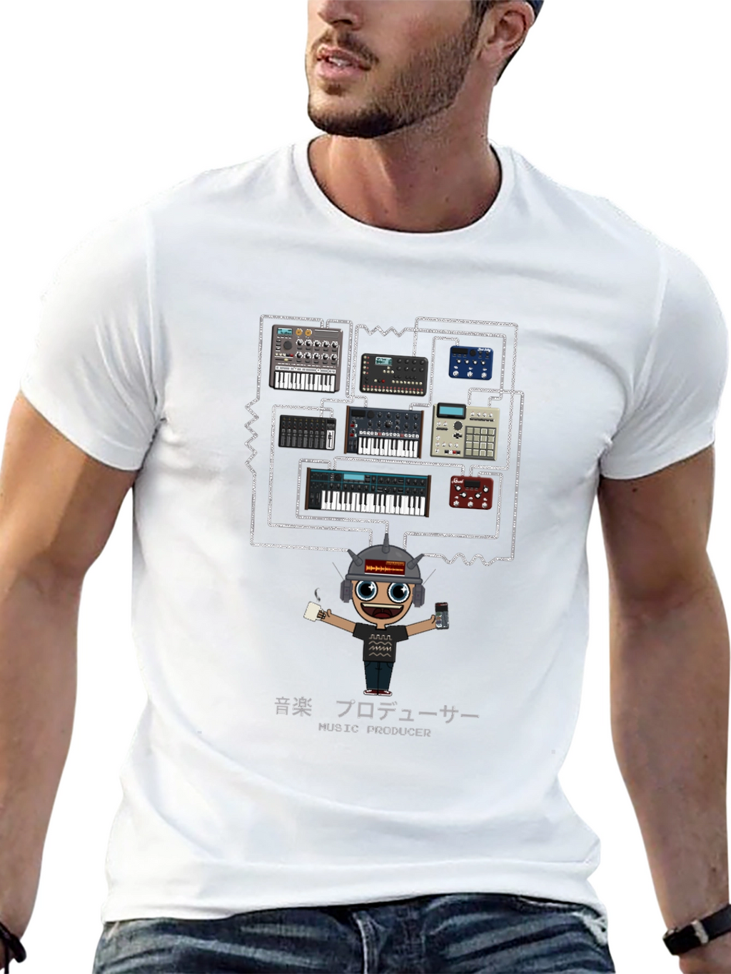 Music Producer Synth T-Shirt - Black Cotton Tee