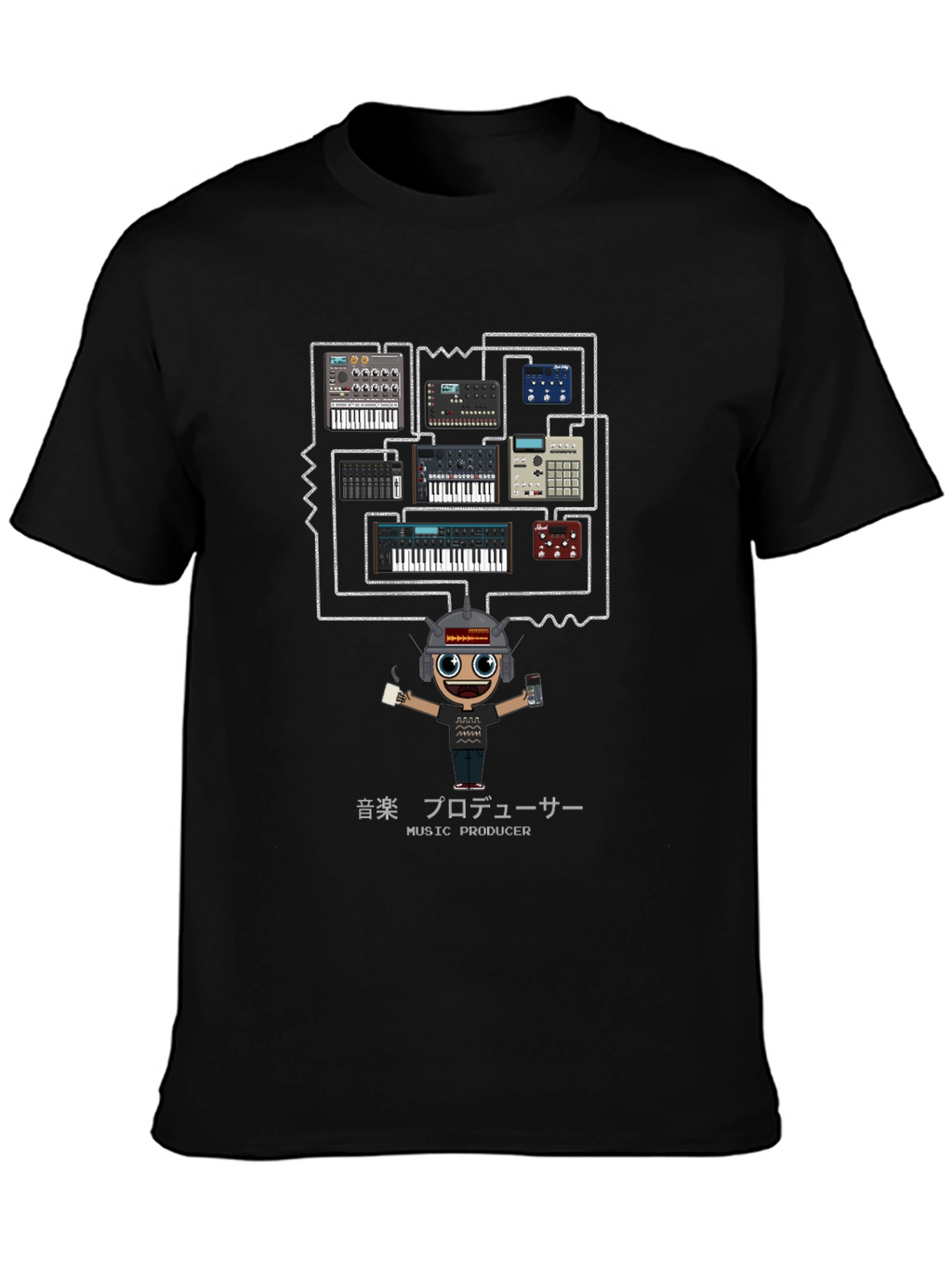 Music Producer Synth T-Shirt - Black Cotton Tee