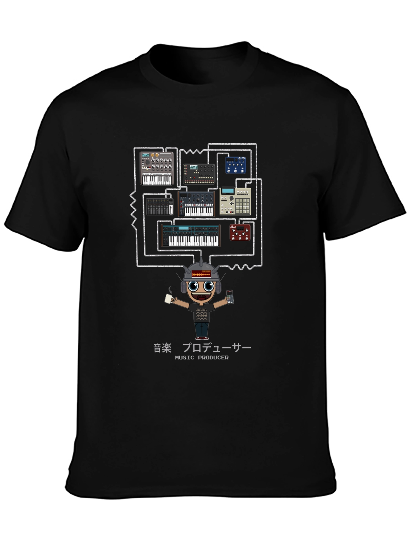 Music Producer Synth T-Shirt - Black Cotton Tee