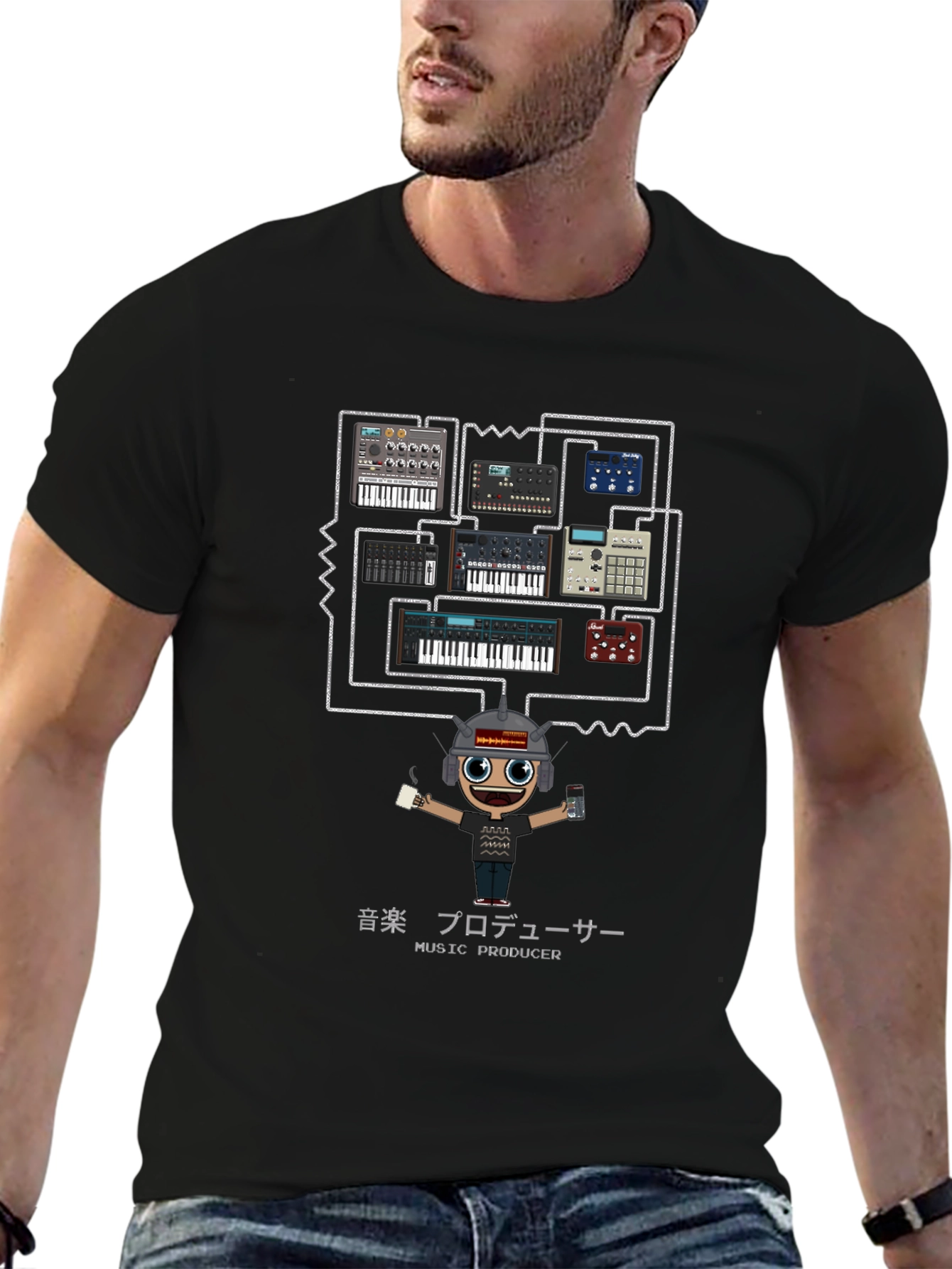 Music Producer Synth T-Shirt - Black Cotton Tee